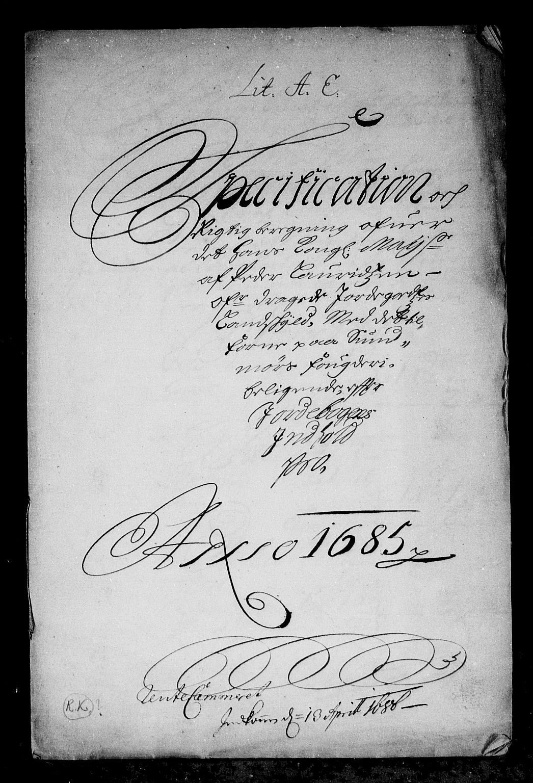 Rentekammeret inntil 1814, Reviderte regnskaper, Stiftamtstueregnskaper, Bergen stiftamt, AV/RA-EA-6043/R/Rc/L0077: Bergen stiftamt, 1685