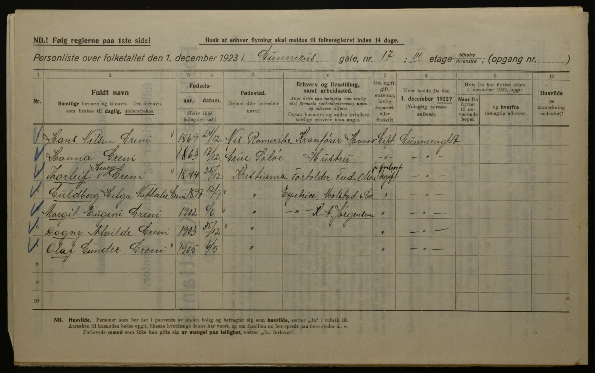 OBA, Municipal Census 1923 for Kristiania, 1923, p. 6192