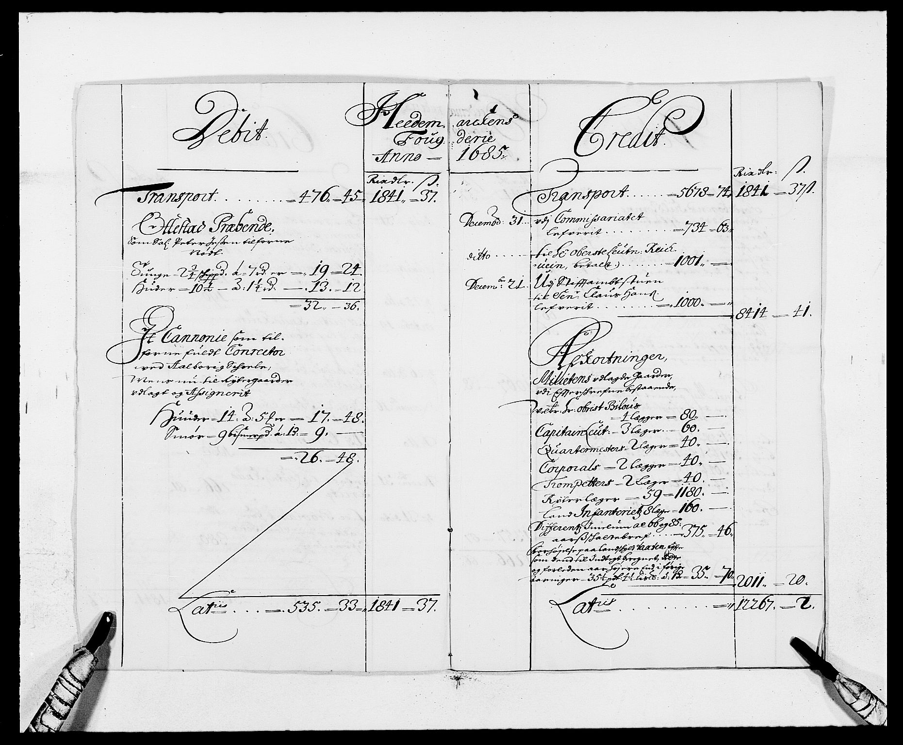 Rentekammeret inntil 1814, Reviderte regnskaper, Fogderegnskap, AV/RA-EA-4092/R16/L1026: Fogderegnskap Hedmark, 1685, p. 4