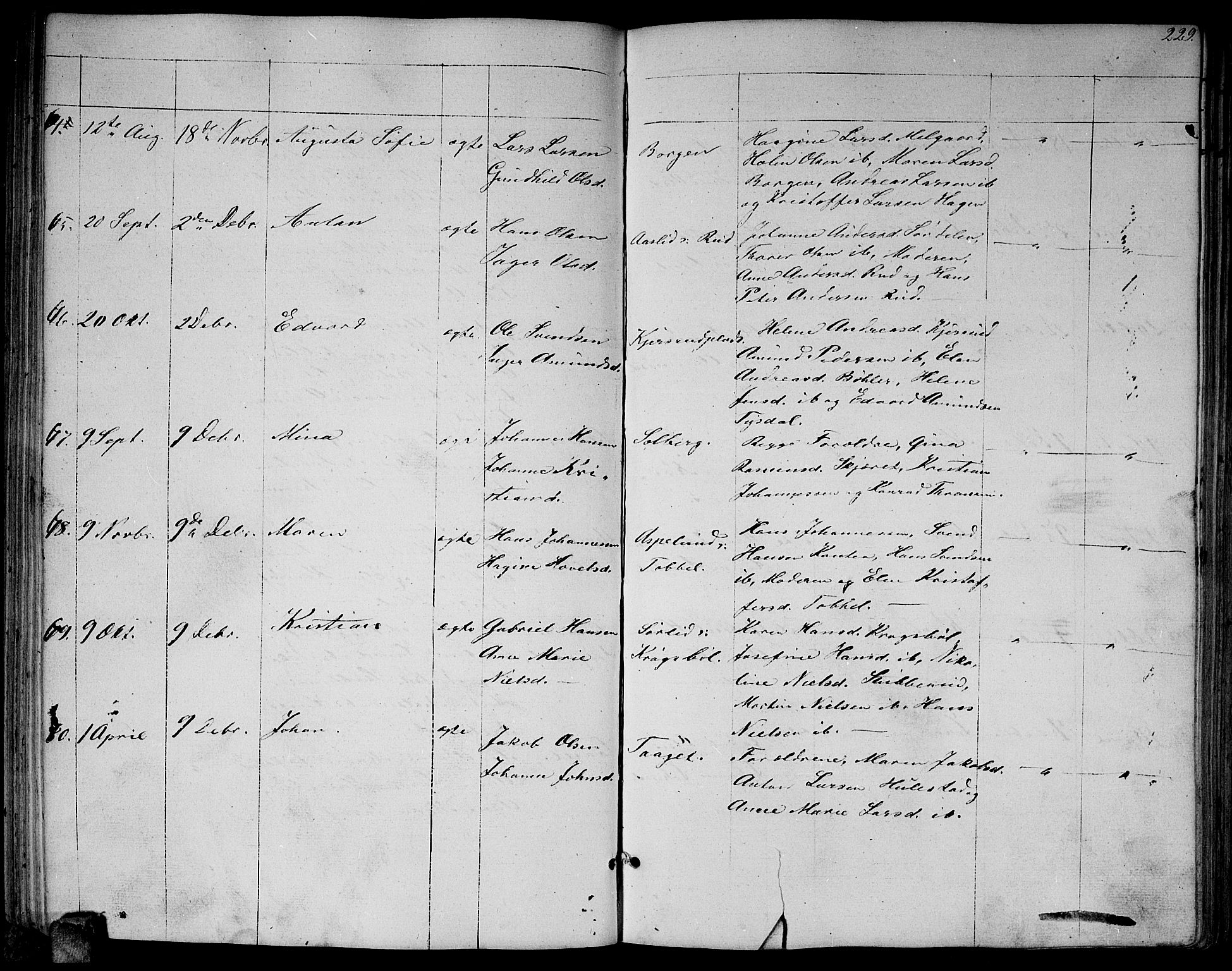 Enebakk prestekontor Kirkebøker, AV/SAO-A-10171c/G/Ga/L0004: Parish register (copy) no. I 4, 1850-1866, p. 229