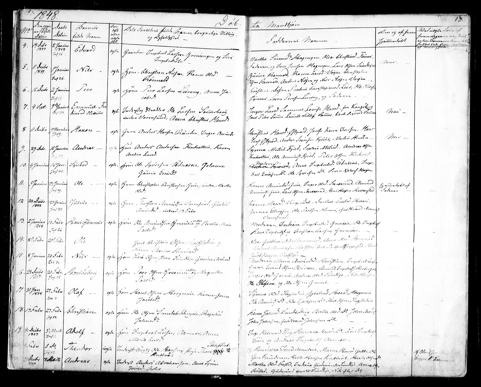 Nes prestekontor Kirkebøker, AV/SAO-A-10410/F/Fa/L0007: Parish register (official) no. I 7, 1846-1858, p. 13