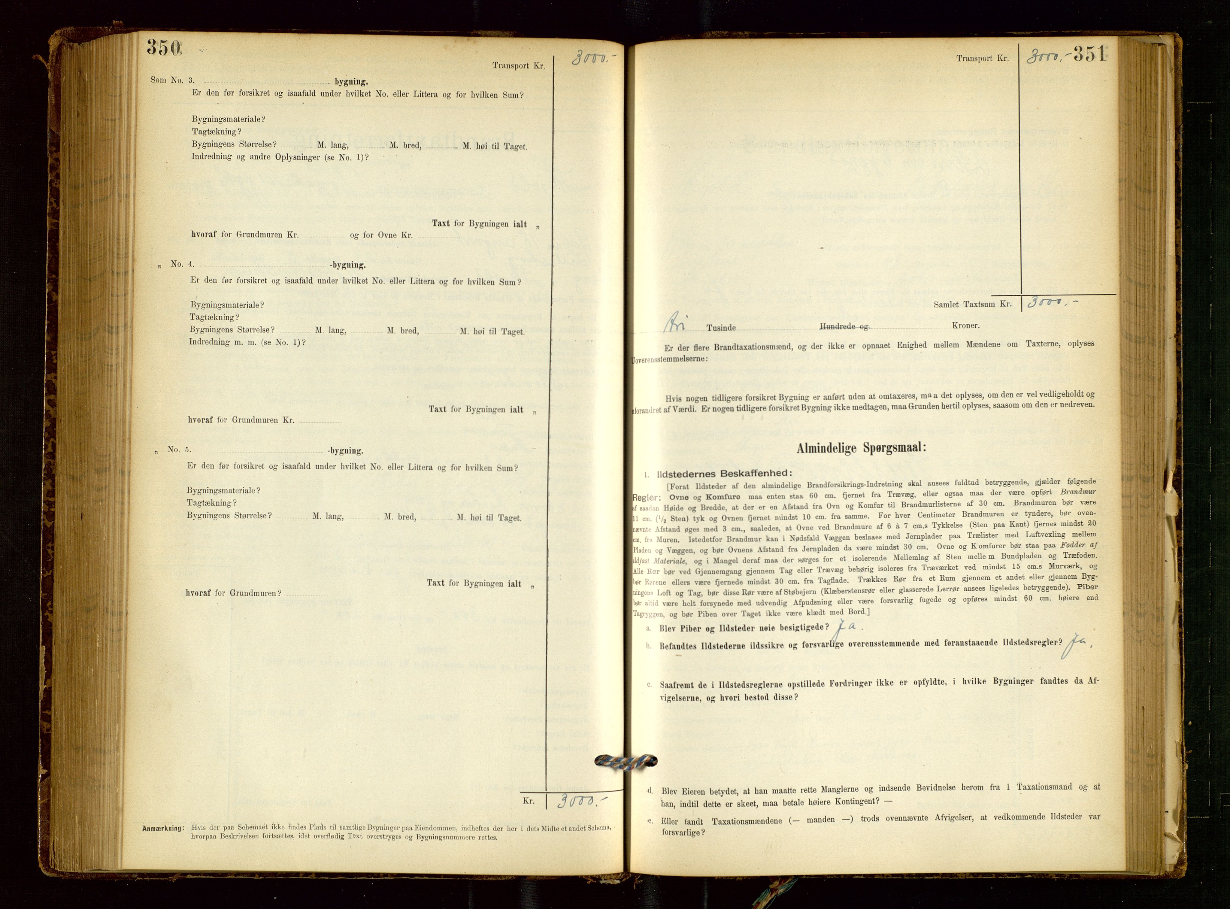 Skjold lensmannskontor, SAST/A-100182/Gob/L0001: "Brandtaxationsprotokol for Skjold Lensmandsdistrikt Ryfylke Fogderi", 1894-1939, p. 350-351