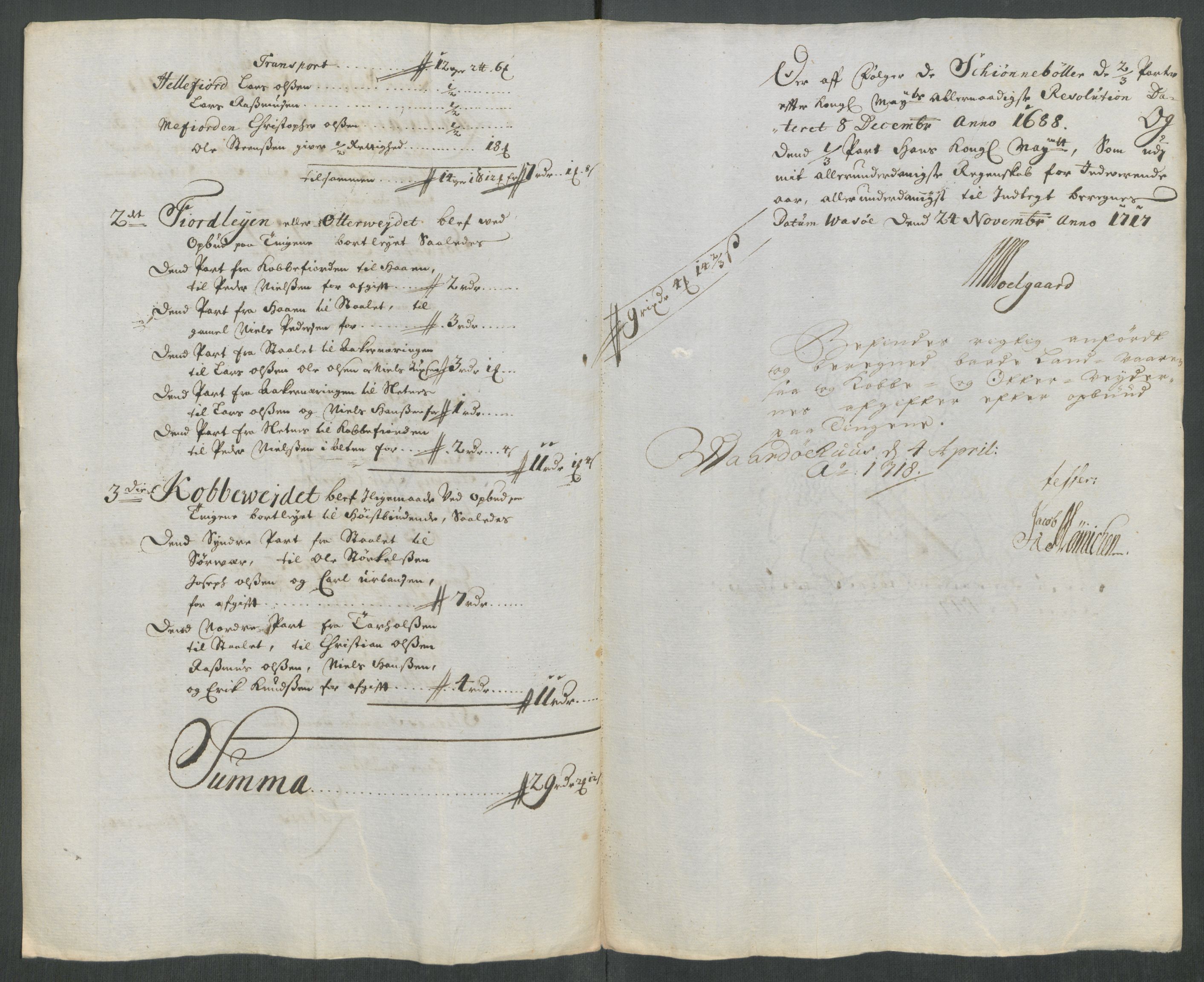 Rentekammeret inntil 1814, Reviderte regnskaper, Fogderegnskap, AV/RA-EA-4092/R69/L4857: Fogderegnskap Finnmark/Vardøhus, 1716-1718, p. 249