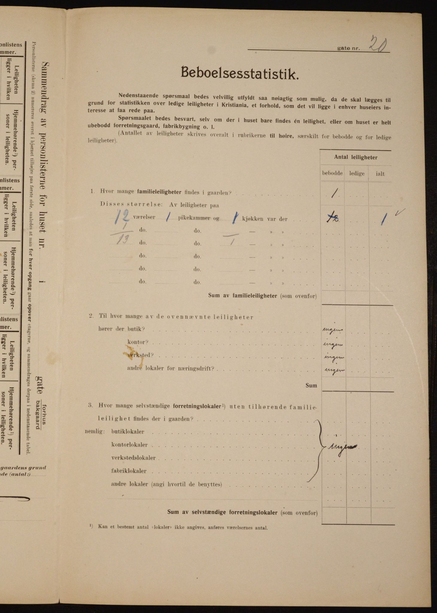 OBA, Municipal Census 1910 for Kristiania, 1910, p. 6375