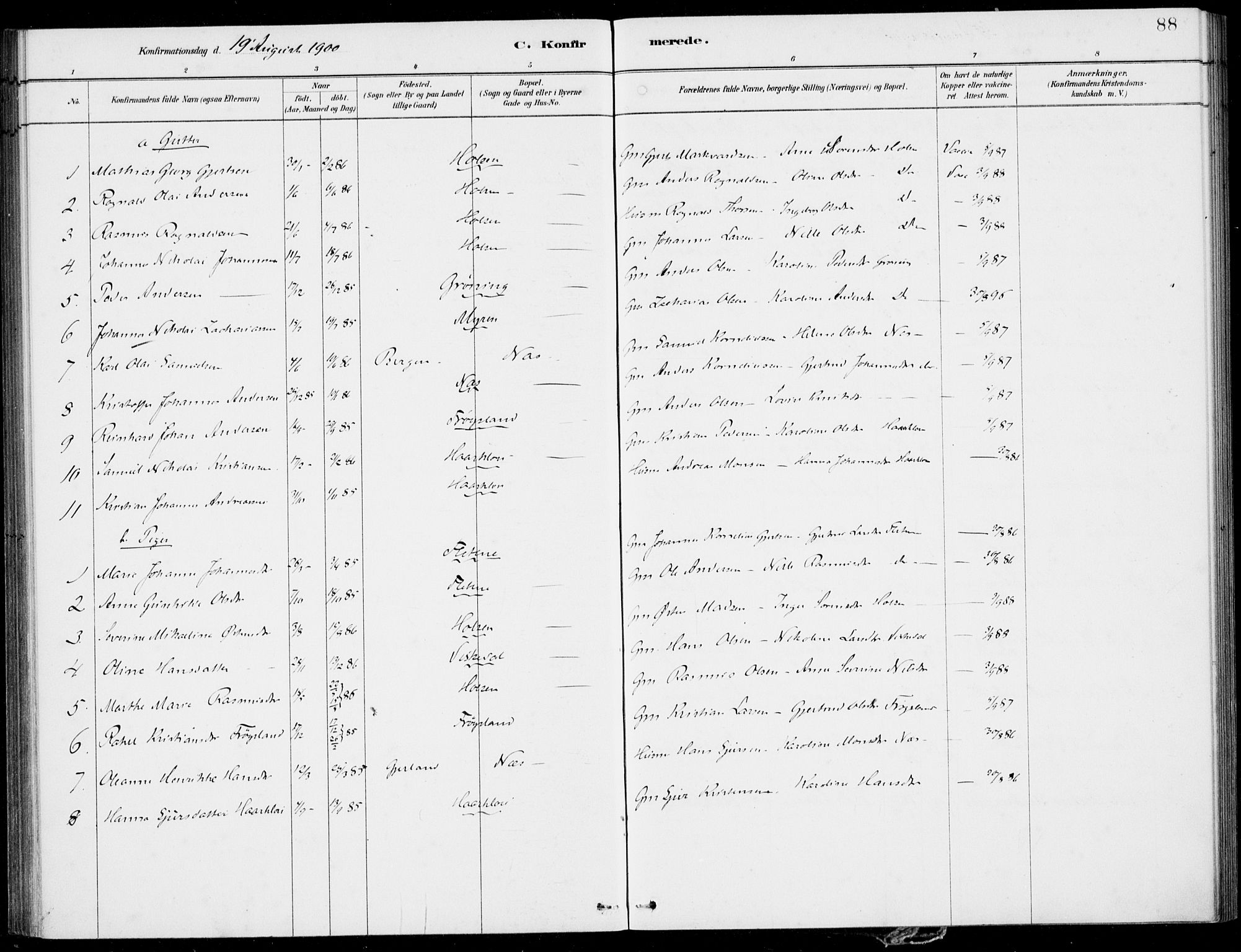 Førde sokneprestembete, AV/SAB-A-79901/H/Haa/Haac/L0001: Parish register (official) no. C  1, 1881-1920, p. 88