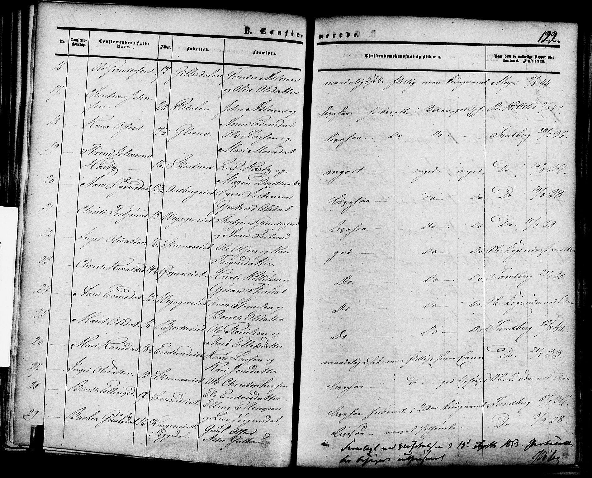 Krødsherad kirkebøker, AV/SAKO-A-19/F/Fa/L0003: Parish register (official) no. 3, 1851-1872, p. 122