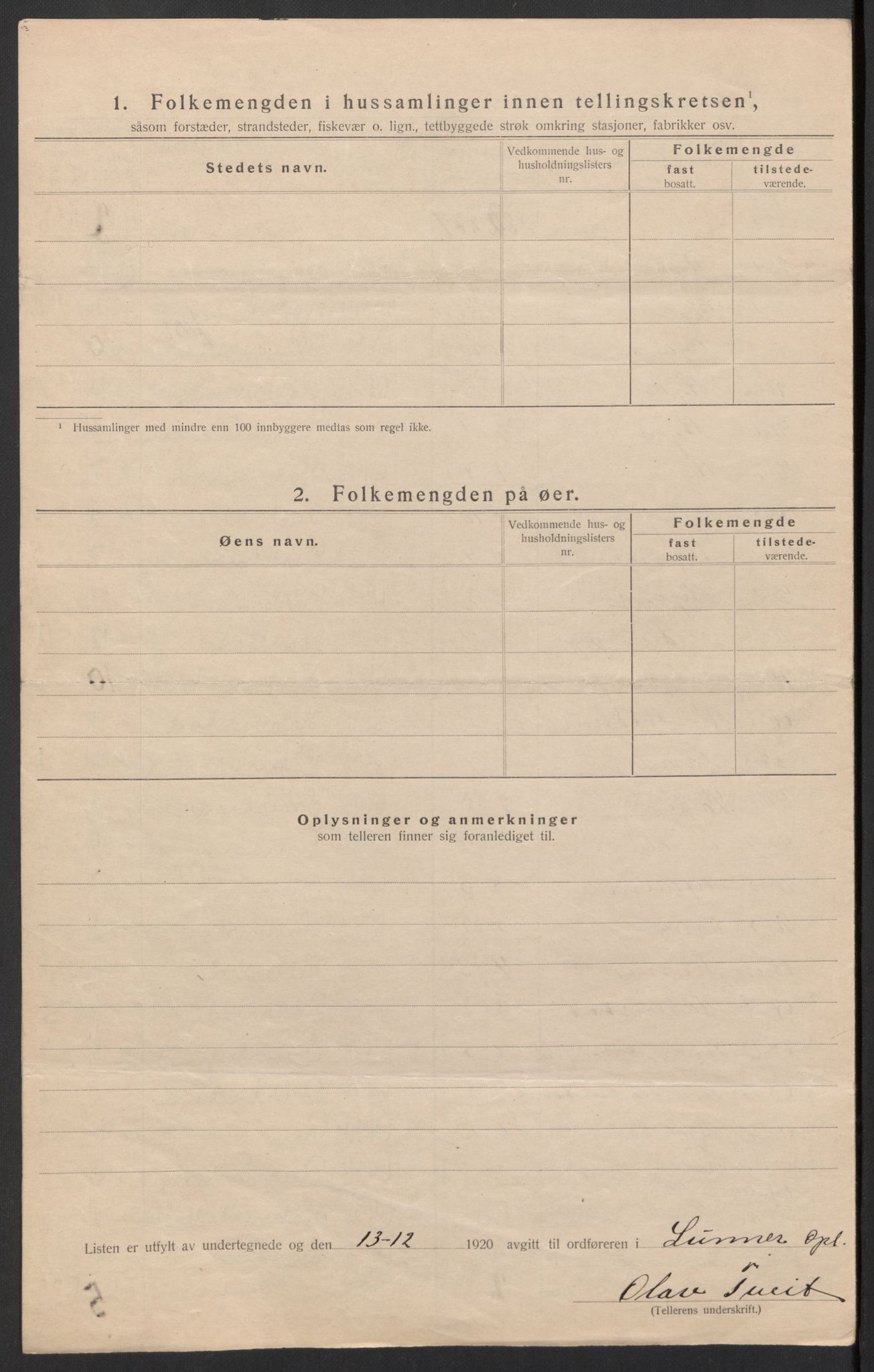 SAH, 1920 census for Lunner, 1920, p. 21