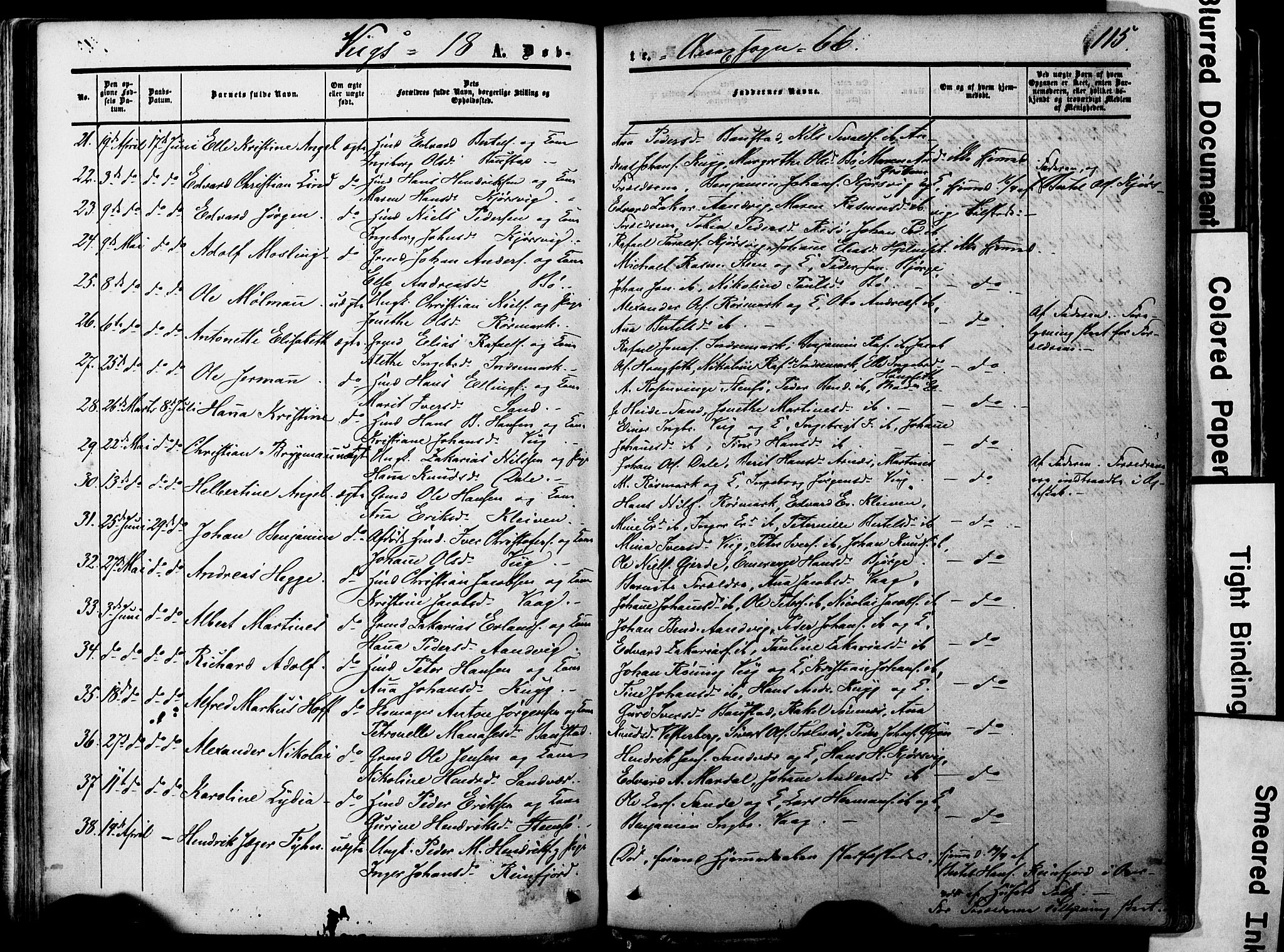 Ministerialprotokoller, klokkerbøker og fødselsregistre - Nordland, SAT/A-1459/812/L0176: Parish register (official) no. 812A05, 1834-1874, p. 115
