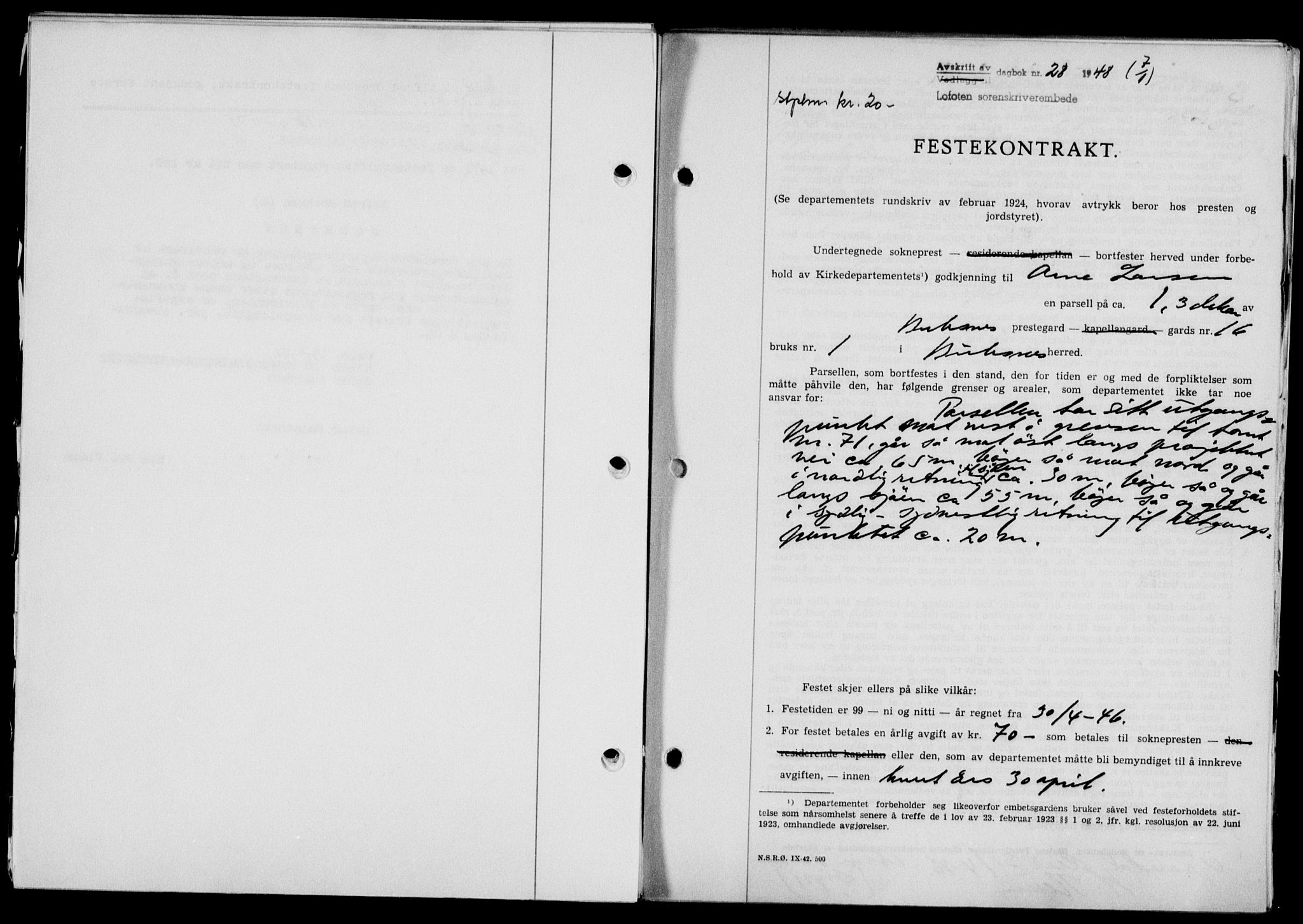 Lofoten sorenskriveri, SAT/A-0017/1/2/2C/L0017a: Mortgage book no. 17a, 1947-1948, Diary no: : 28/1948