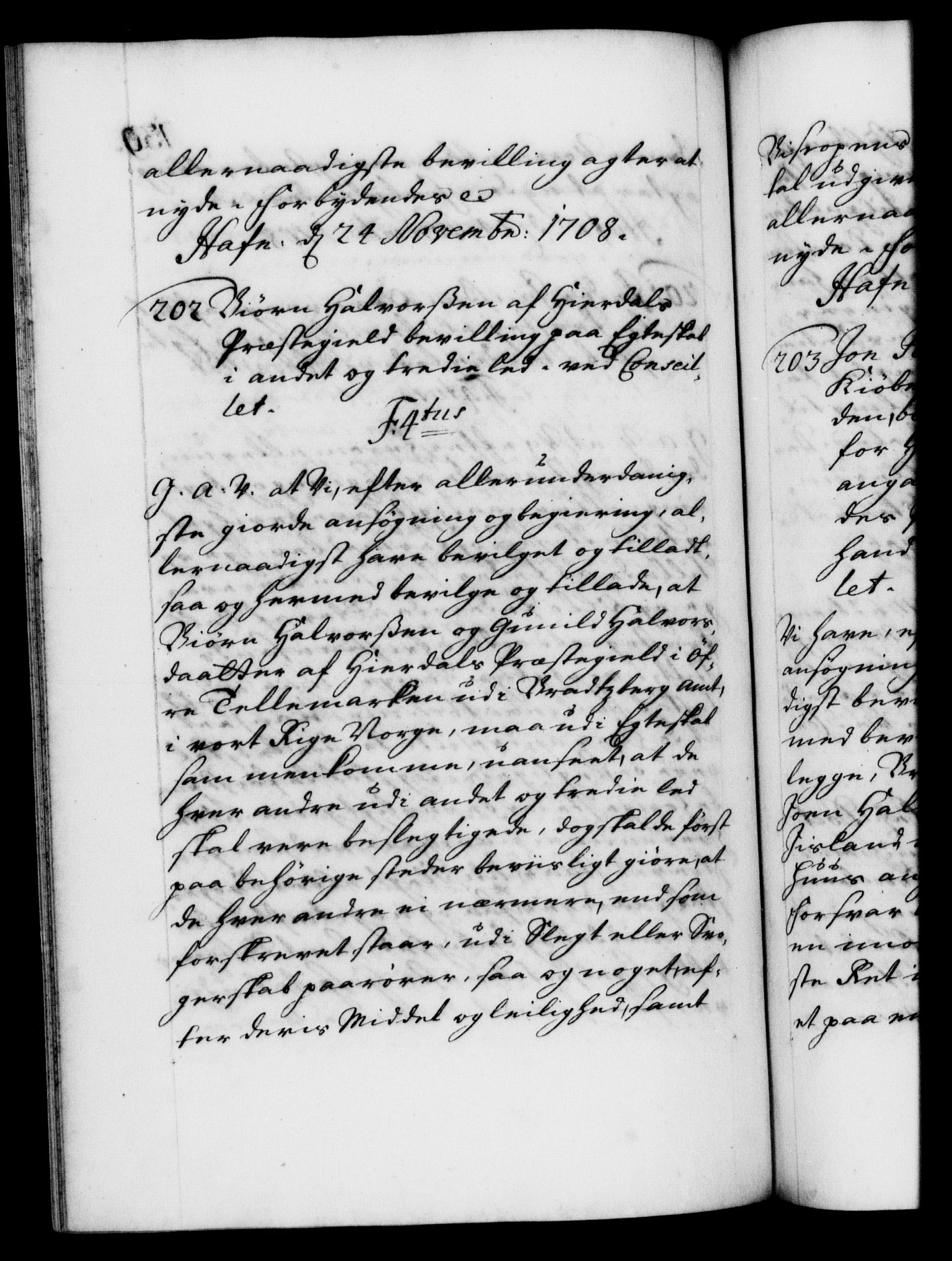 Danske Kanselli 1572-1799, AV/RA-EA-3023/F/Fc/Fca/Fcaa/L0020: Norske registre, 1708-1711, p. 139b