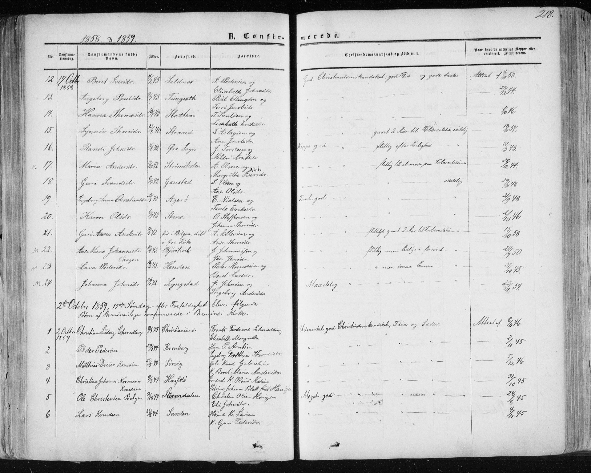 Ministerialprotokoller, klokkerbøker og fødselsregistre - Møre og Romsdal, AV/SAT-A-1454/568/L0804: Parish register (official) no. 568A11, 1854-1868, p. 218