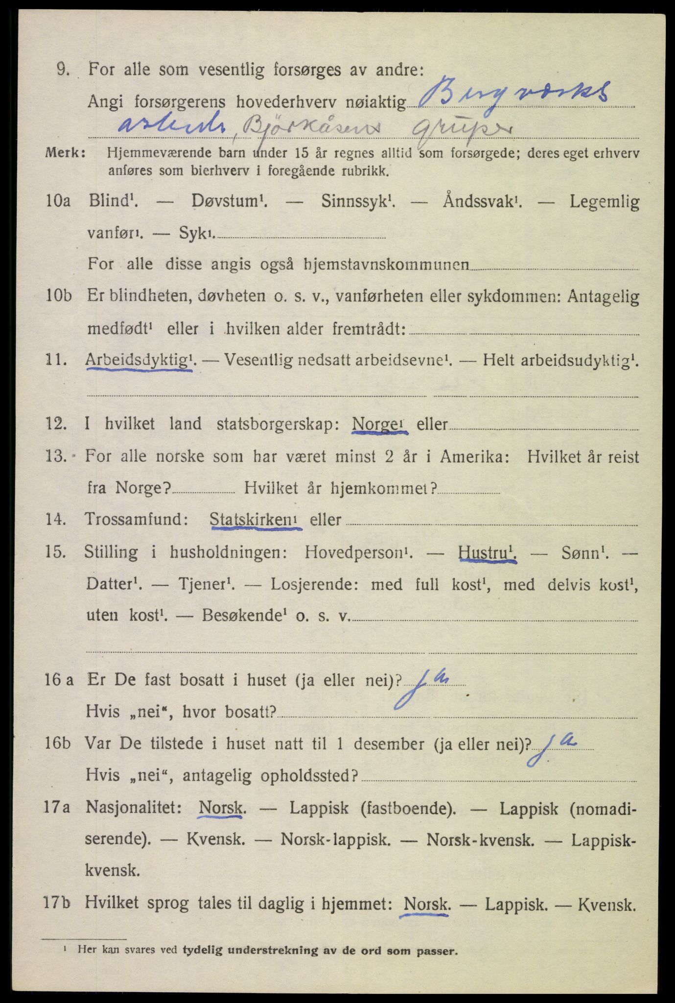 SAT, 1920 census for Evenes, 1920, p. 2949