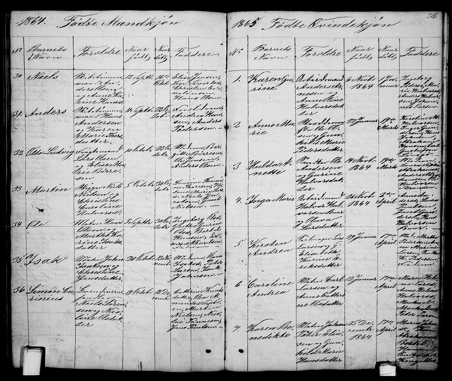 Brevik kirkebøker, SAKO/A-255/G/Ga/L0002: Parish register (copy) no. 2, 1846-1865, p. 216