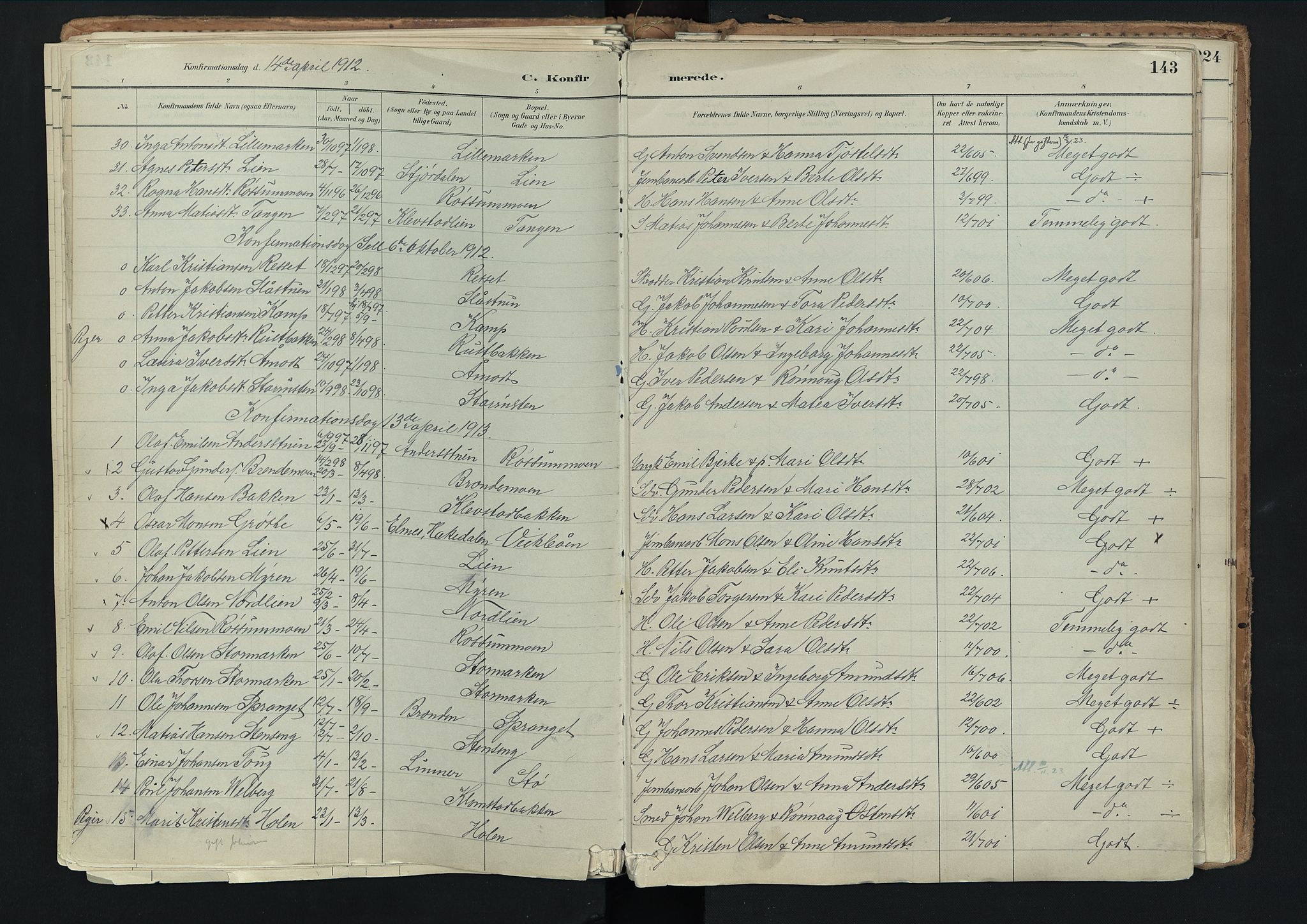 Nord-Fron prestekontor, SAH/PREST-080/H/Ha/Haa/L0003: Parish register (official) no. 3, 1884-1914, p. 143