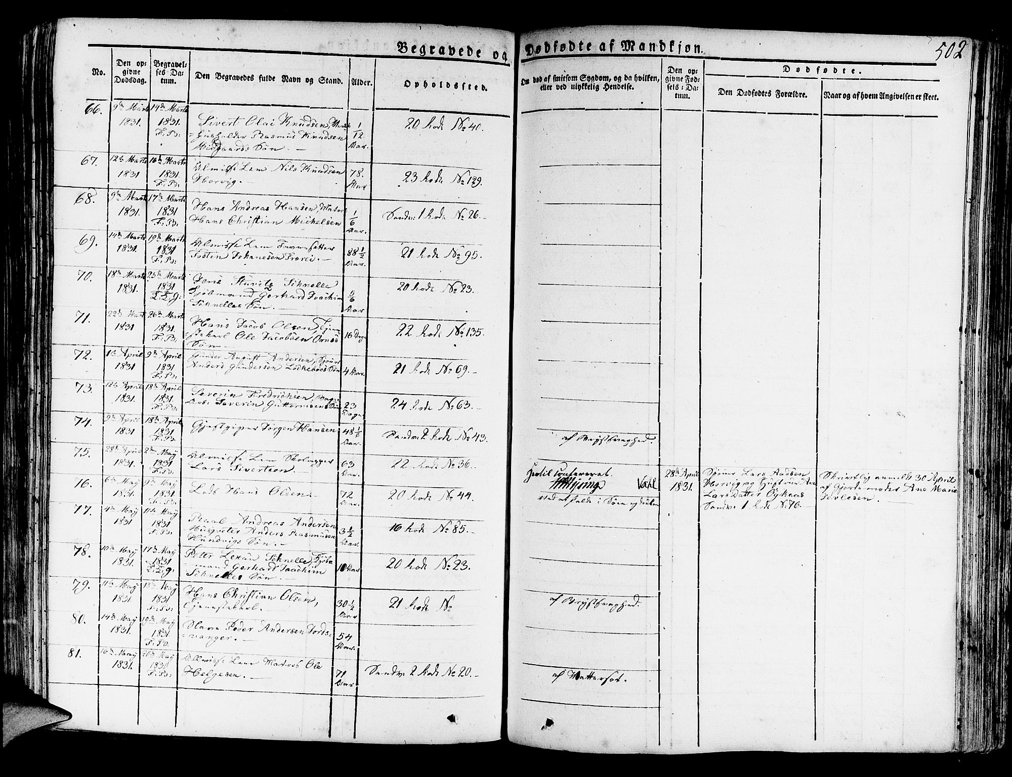 Korskirken sokneprestembete, AV/SAB-A-76101/H/Haa/L0014: Parish register (official) no. A 14, 1823-1835, p. 502