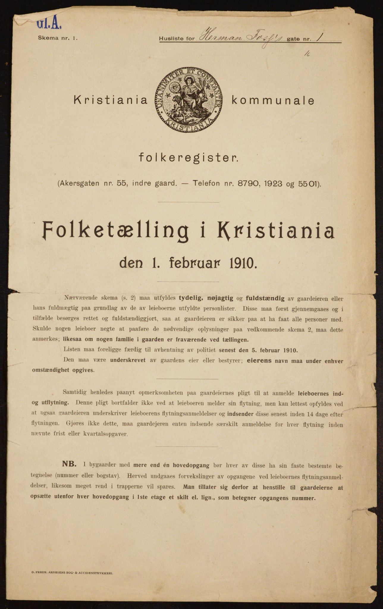 OBA, Municipal Census 1910 for Kristiania, 1910, p. 37115