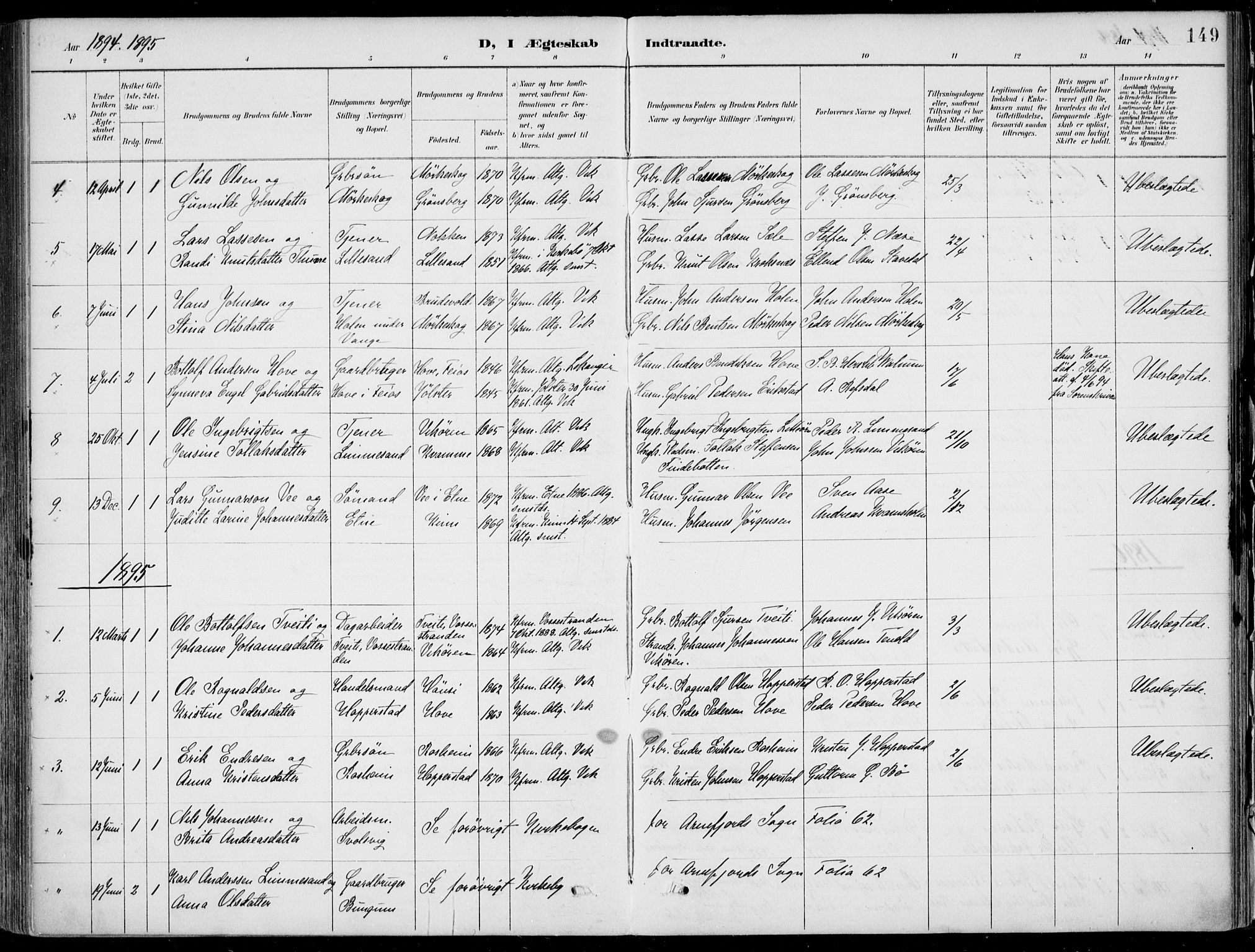 Vik sokneprestembete, AV/SAB-A-81501/H/Haa/Haab/L0002: Parish register (official) no. B  2, 1891-1907, p. 149