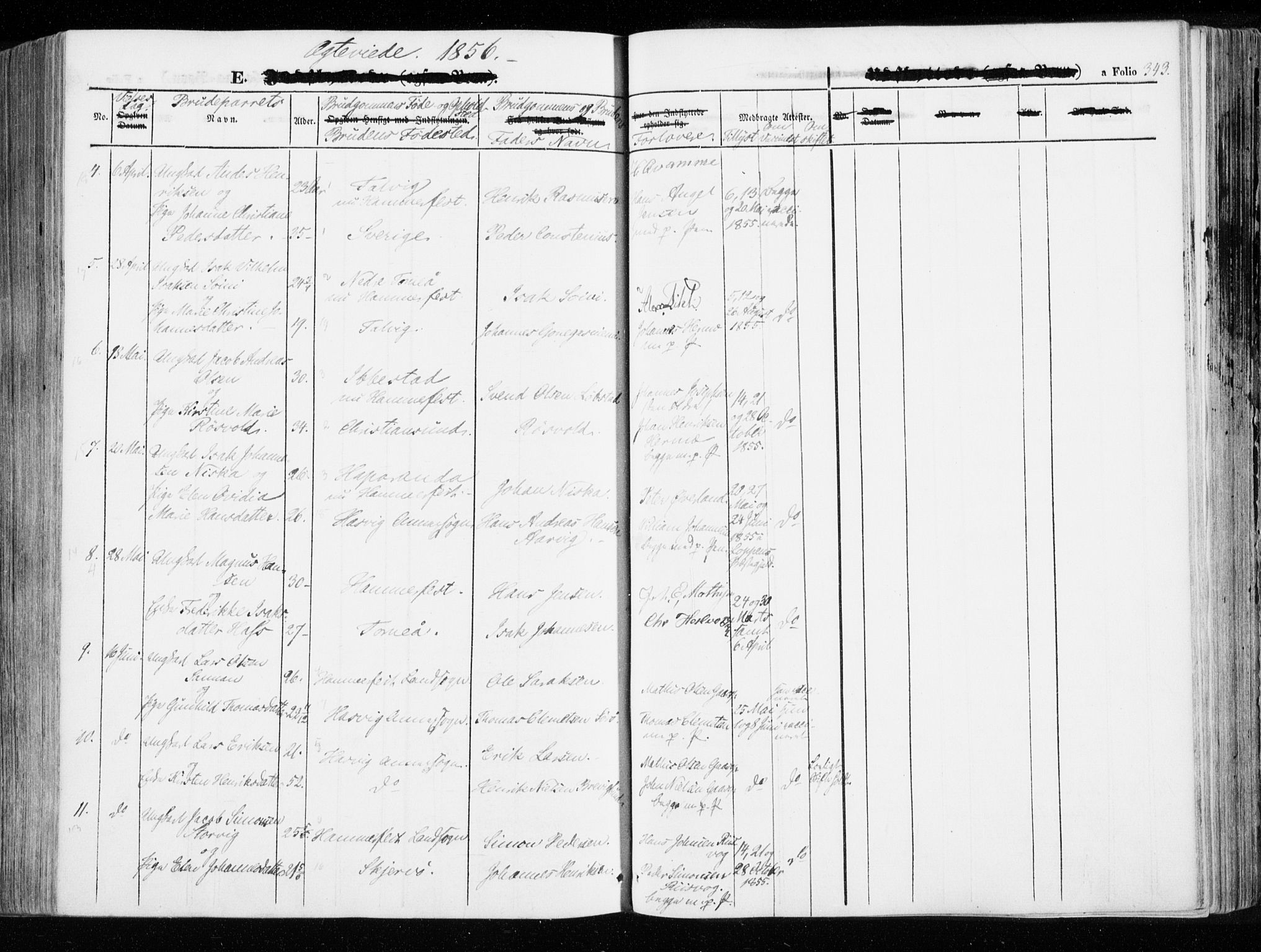 Hammerfest sokneprestkontor, SATØ/S-1347/H/Ha/L0004.kirke: Parish register (official) no. 4, 1843-1856, p. 343