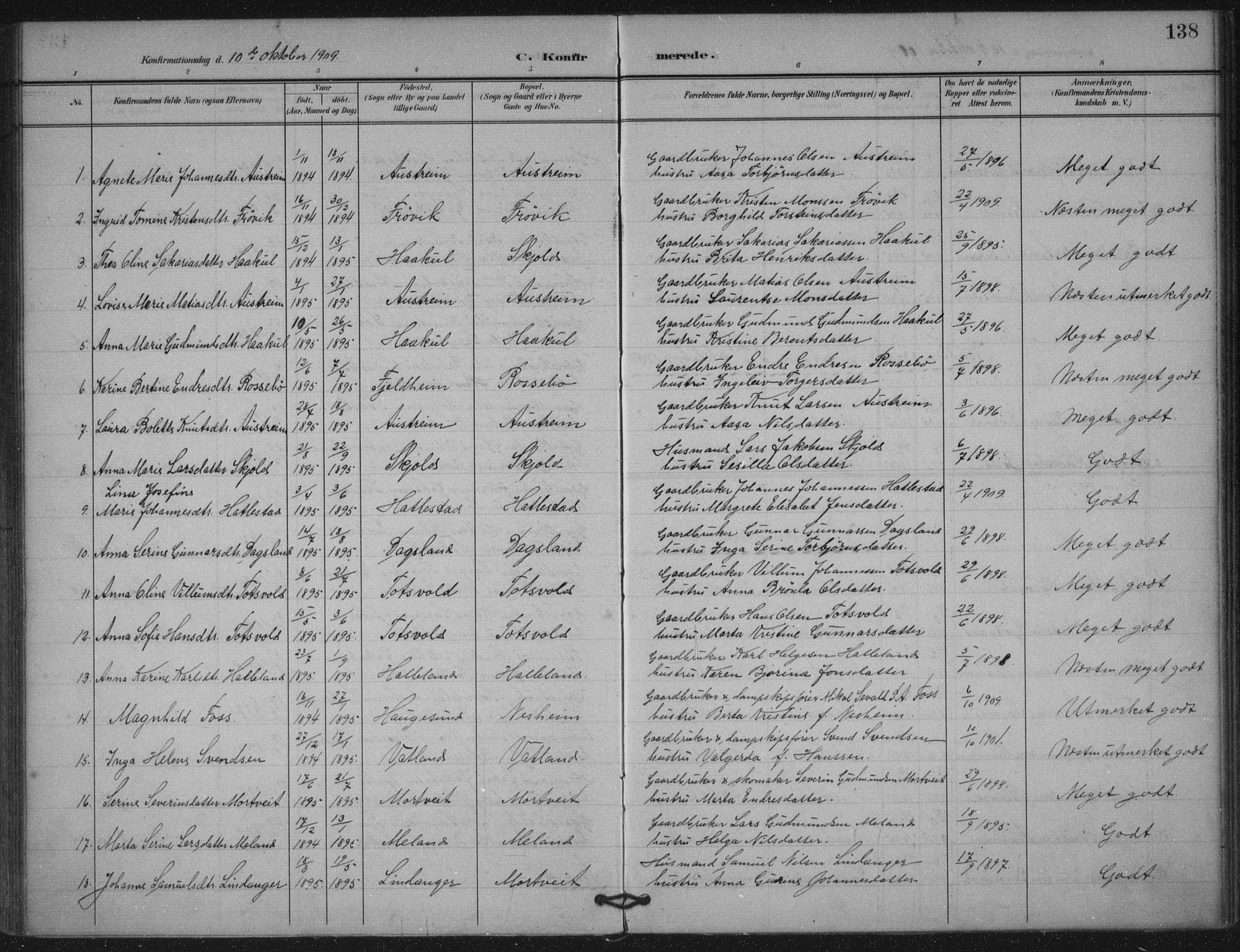 Skjold sokneprestkontor, AV/SAST-A-101847/H/Ha/Haa/L0011: Parish register (official) no. A 11, 1897-1914, p. 138