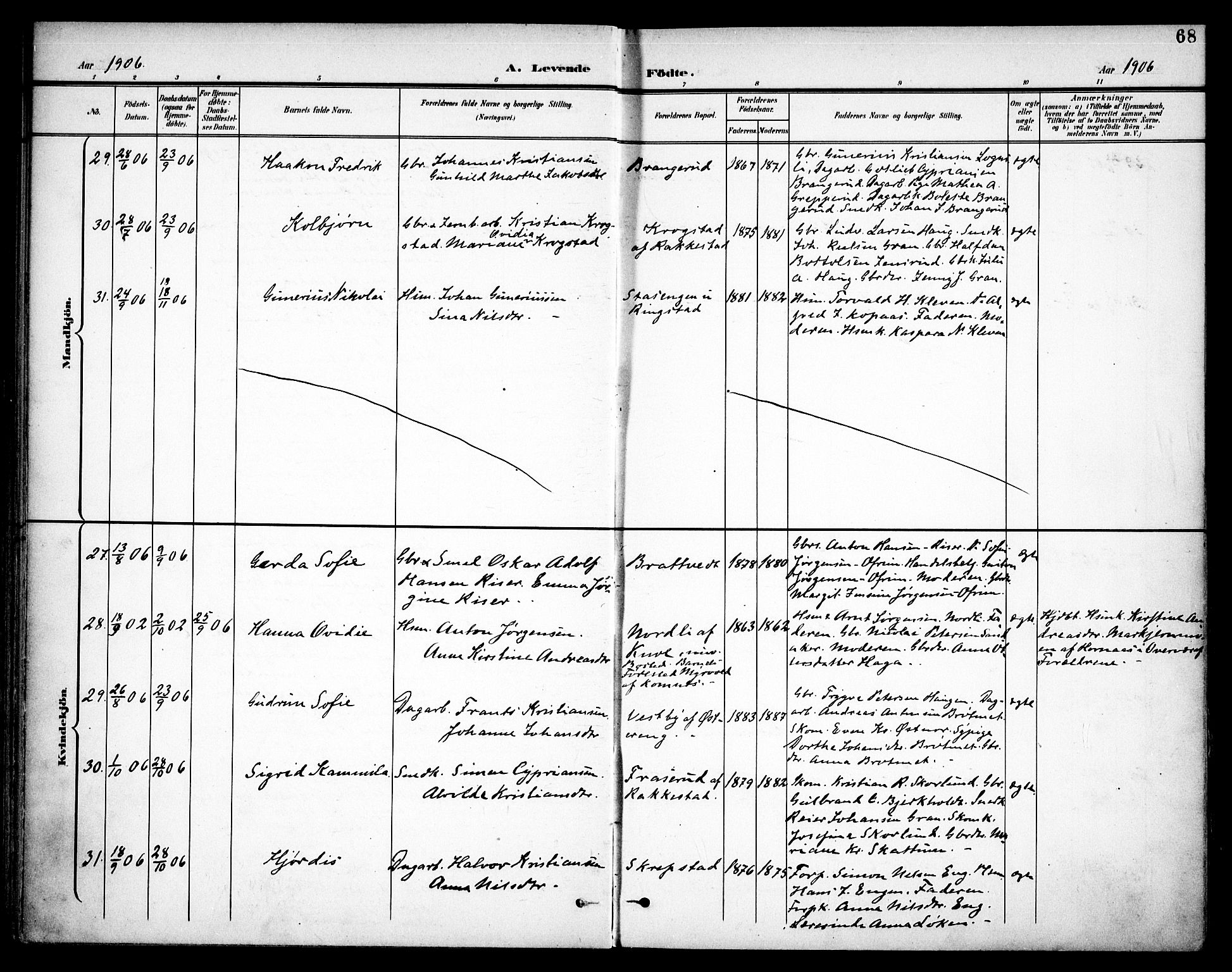 Høland prestekontor Kirkebøker, AV/SAO-A-10346a/F/Fa/L0015: Parish register (official) no. I 15, 1897-1912, p. 68