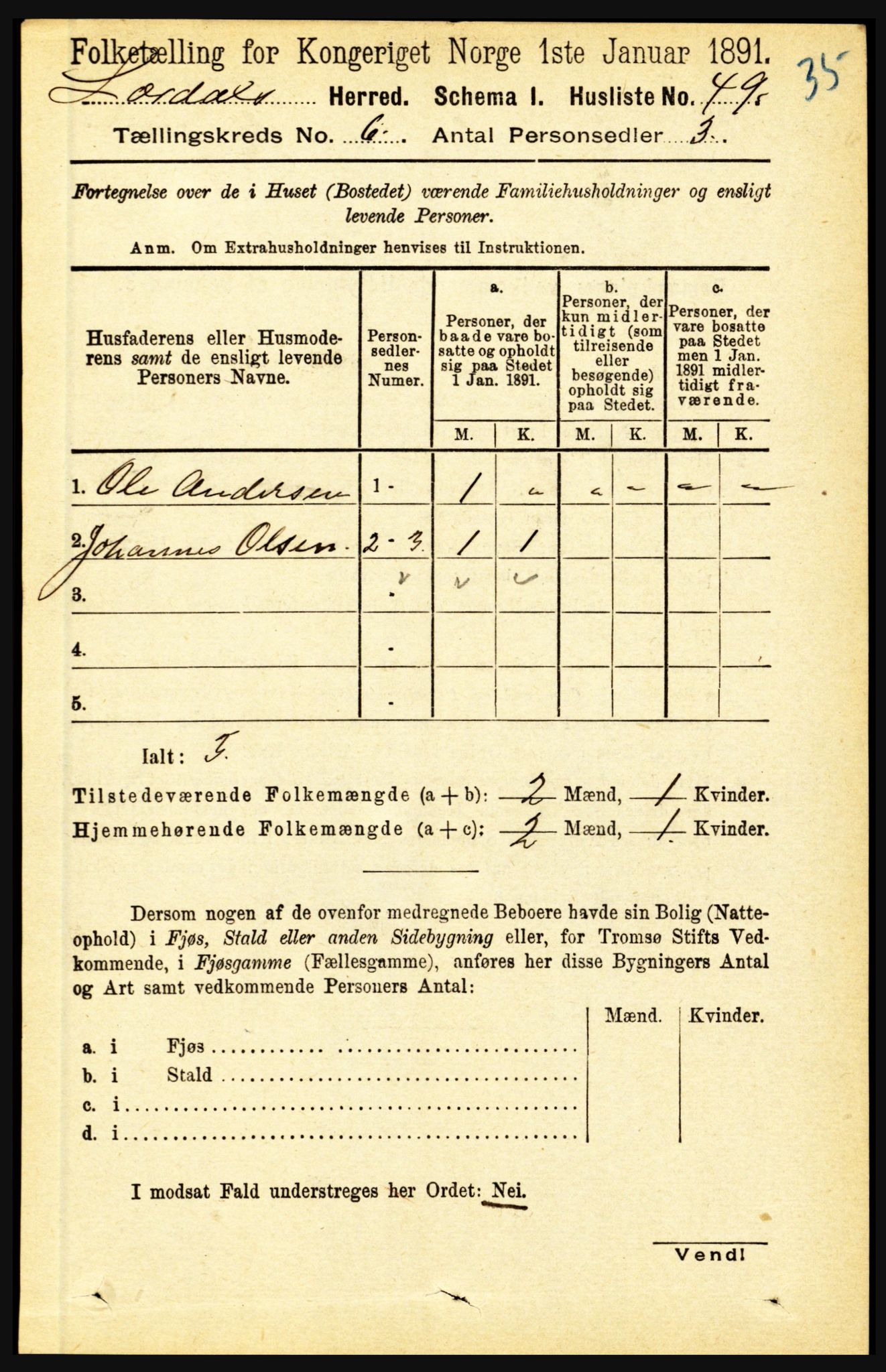 RA, 1891 census for 1422 Lærdal, 1891, p. 455