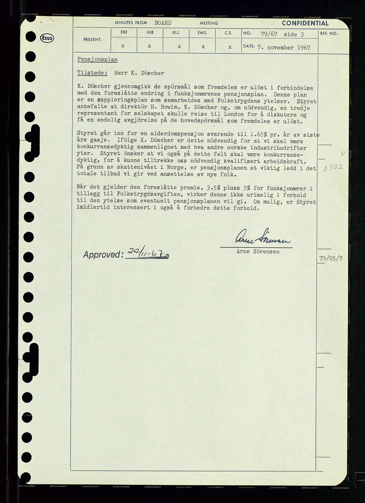 Pa 0982 - Esso Norge A/S, AV/SAST-A-100448/A/Aa/L0002/0003: Den administrerende direksjon Board minutes (styrereferater) / Den administrerende direksjon Board minutes (styrereferater), 1967, p. 159