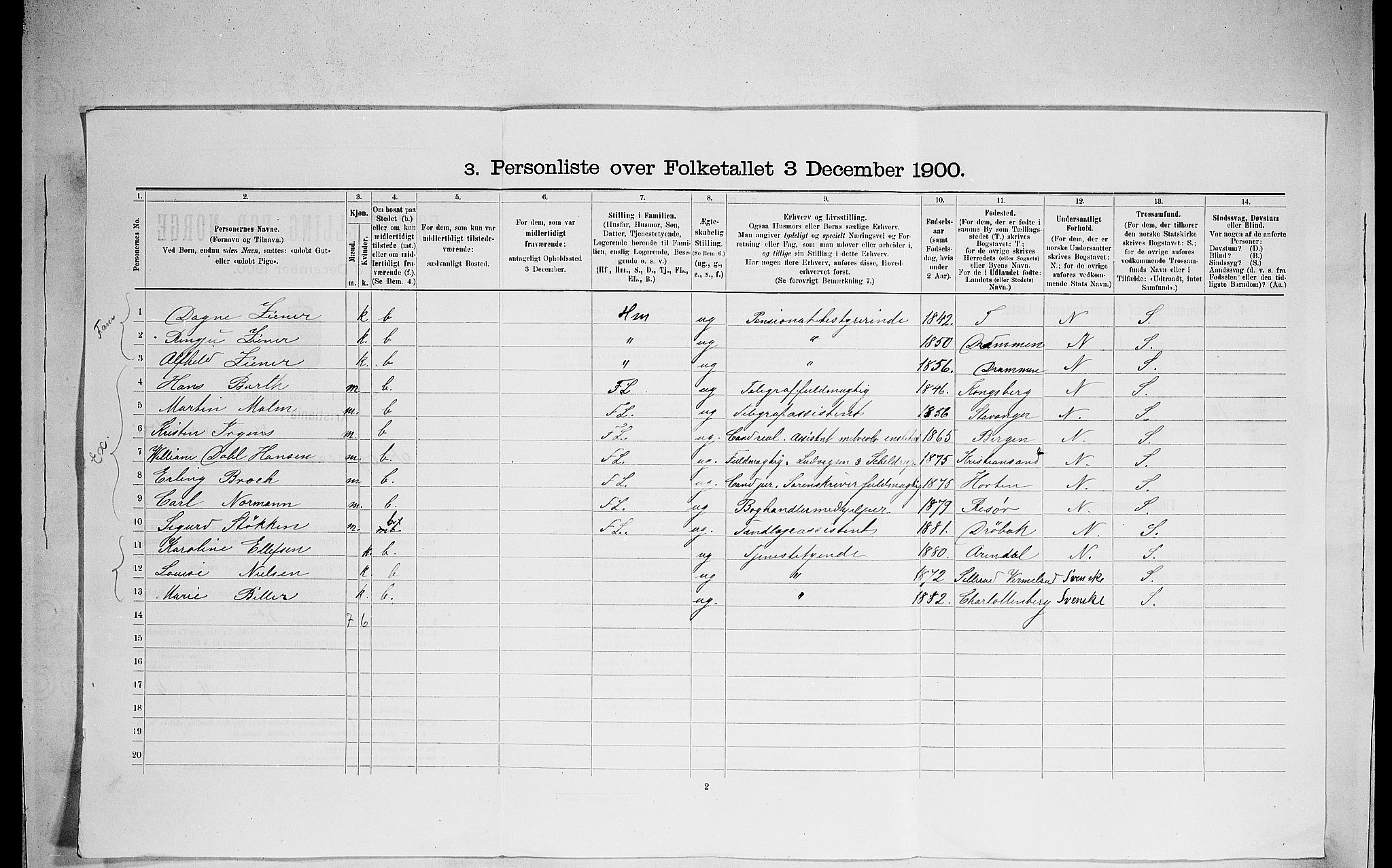 SAO, 1900 census for Kristiania, 1900, p. 25563