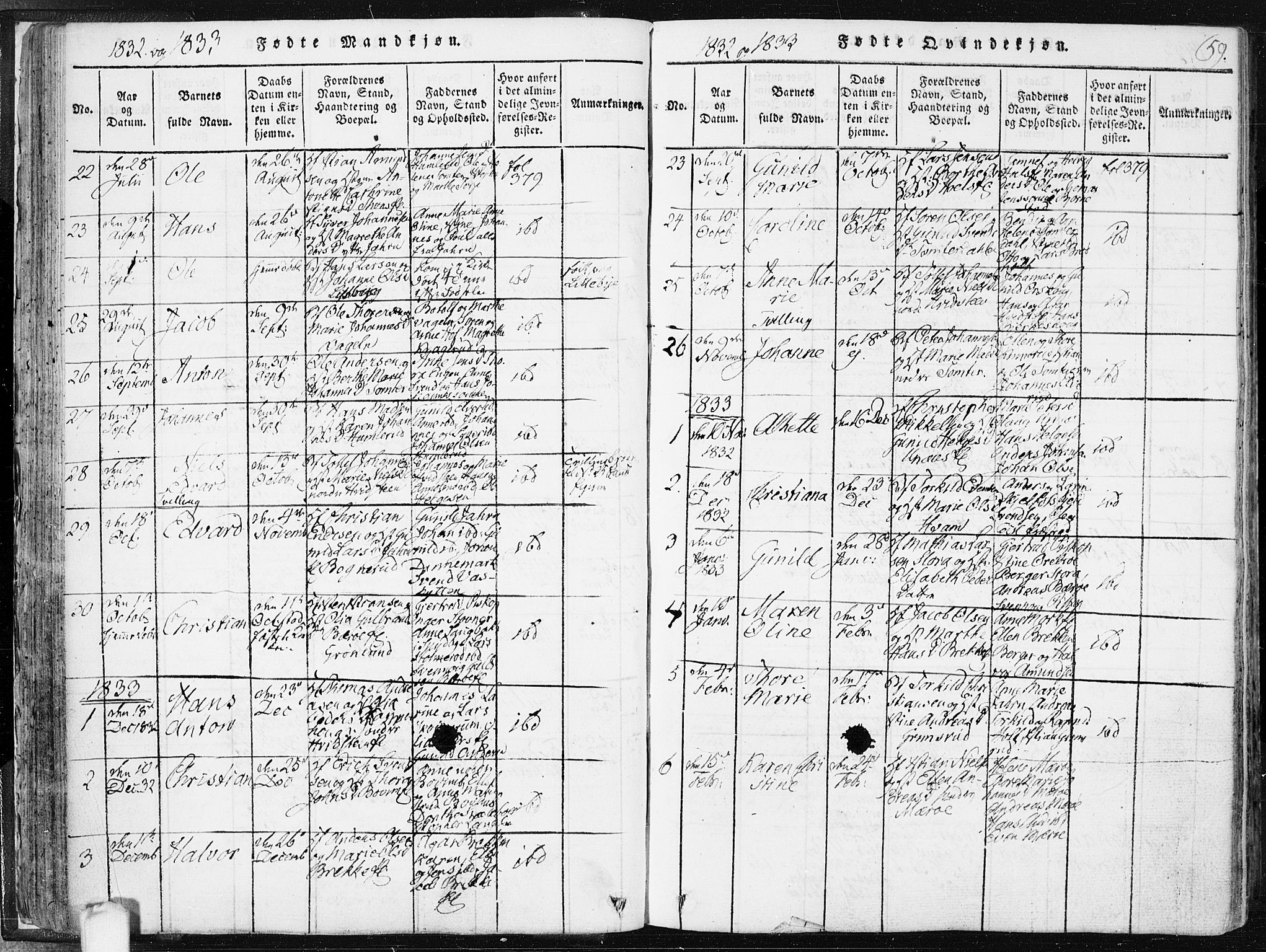 Hobøl prestekontor Kirkebøker, SAO/A-2002/F/Fa/L0002: Parish register (official) no. I 2, 1814-1841, p. 59