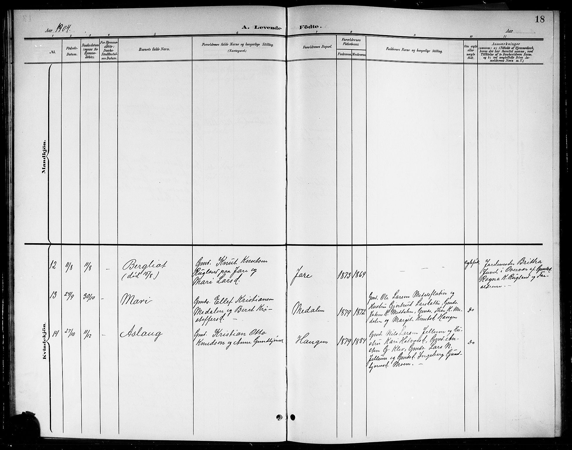 Sigdal kirkebøker, SAKO/A-245/G/Gb/L0003: Parish register (copy) no. II 3, 1901-1916, p. 18