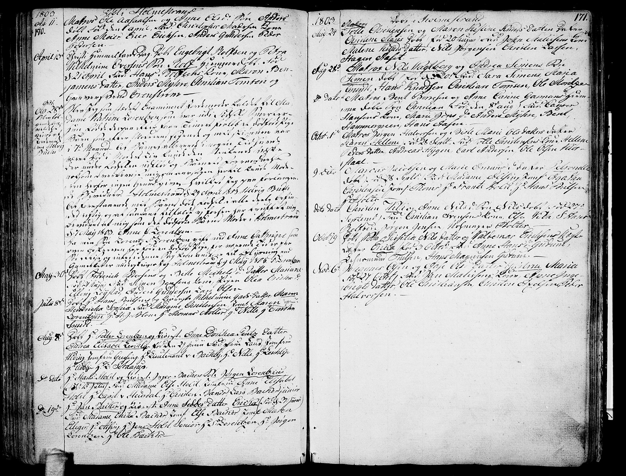 Botne kirkebøker, SAKO/A-340/F/Fa/L0003: Parish register (official) no. I 3 /2, 1799-1819, p. 170-171