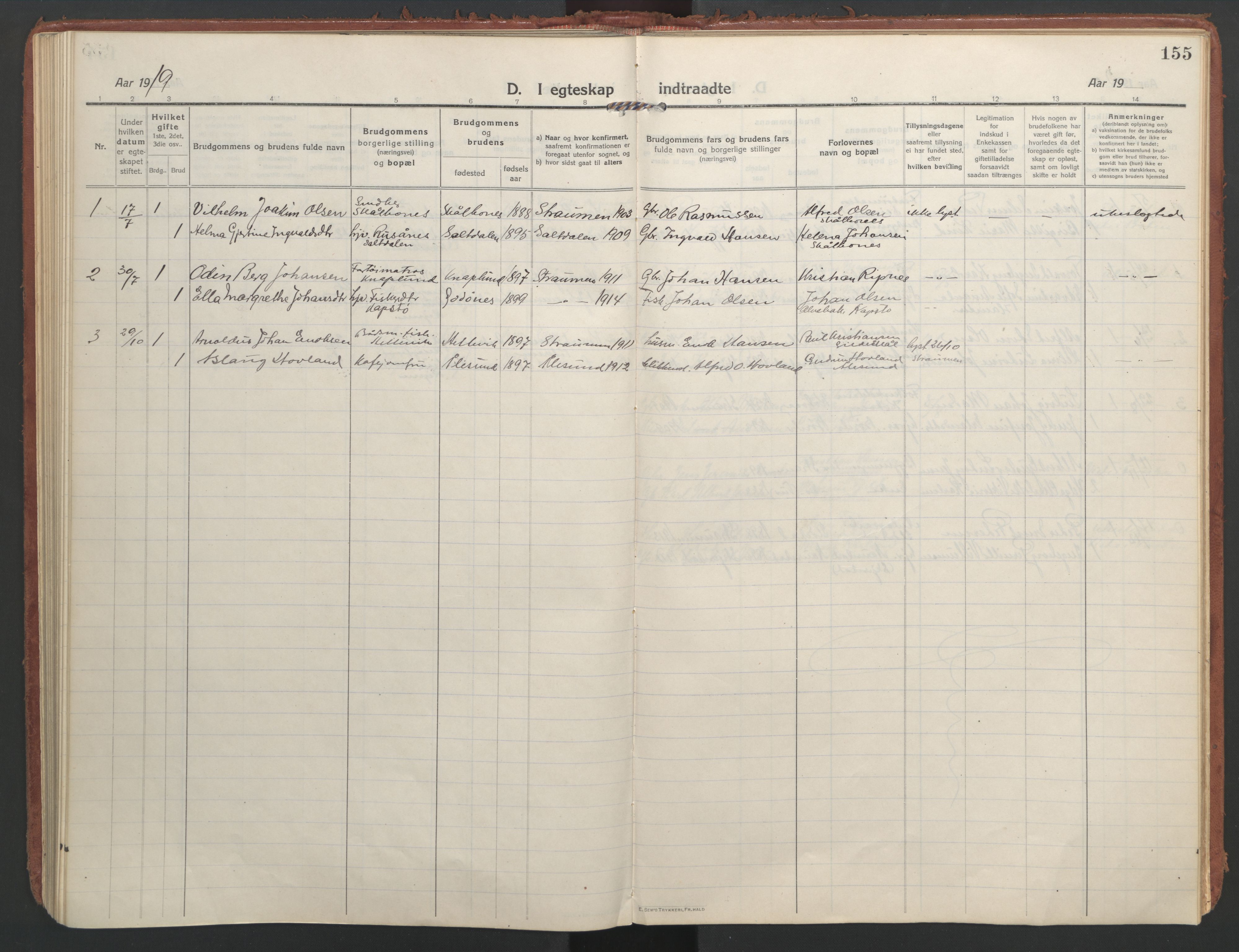 Ministerialprotokoller, klokkerbøker og fødselsregistre - Nordland, SAT/A-1459/804/L0086: Parish register (official) no. 804A07, 1916-1935, p. 155
