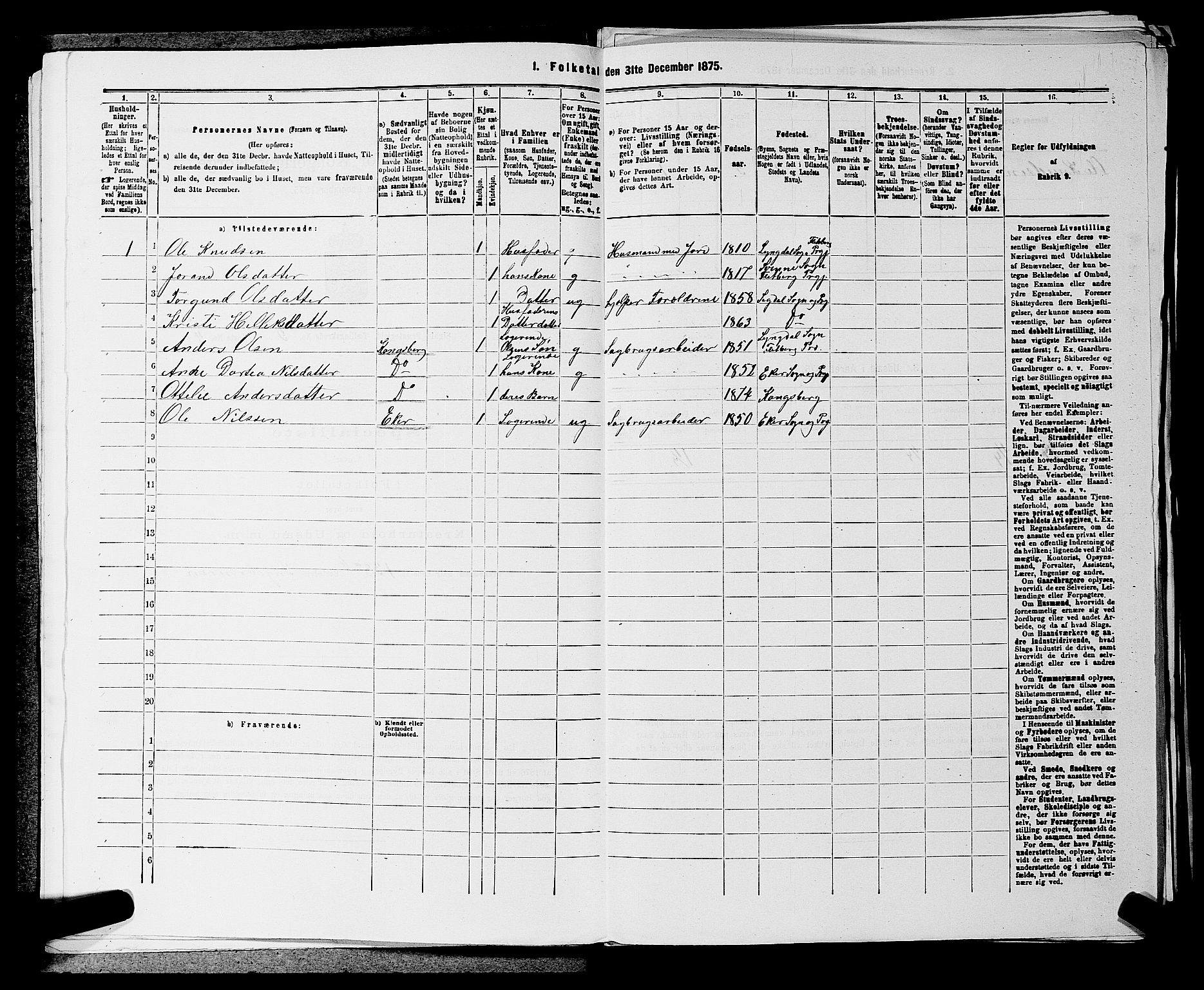 SAKO, 1875 census for 0621P Sigdal, 1875, p. 720