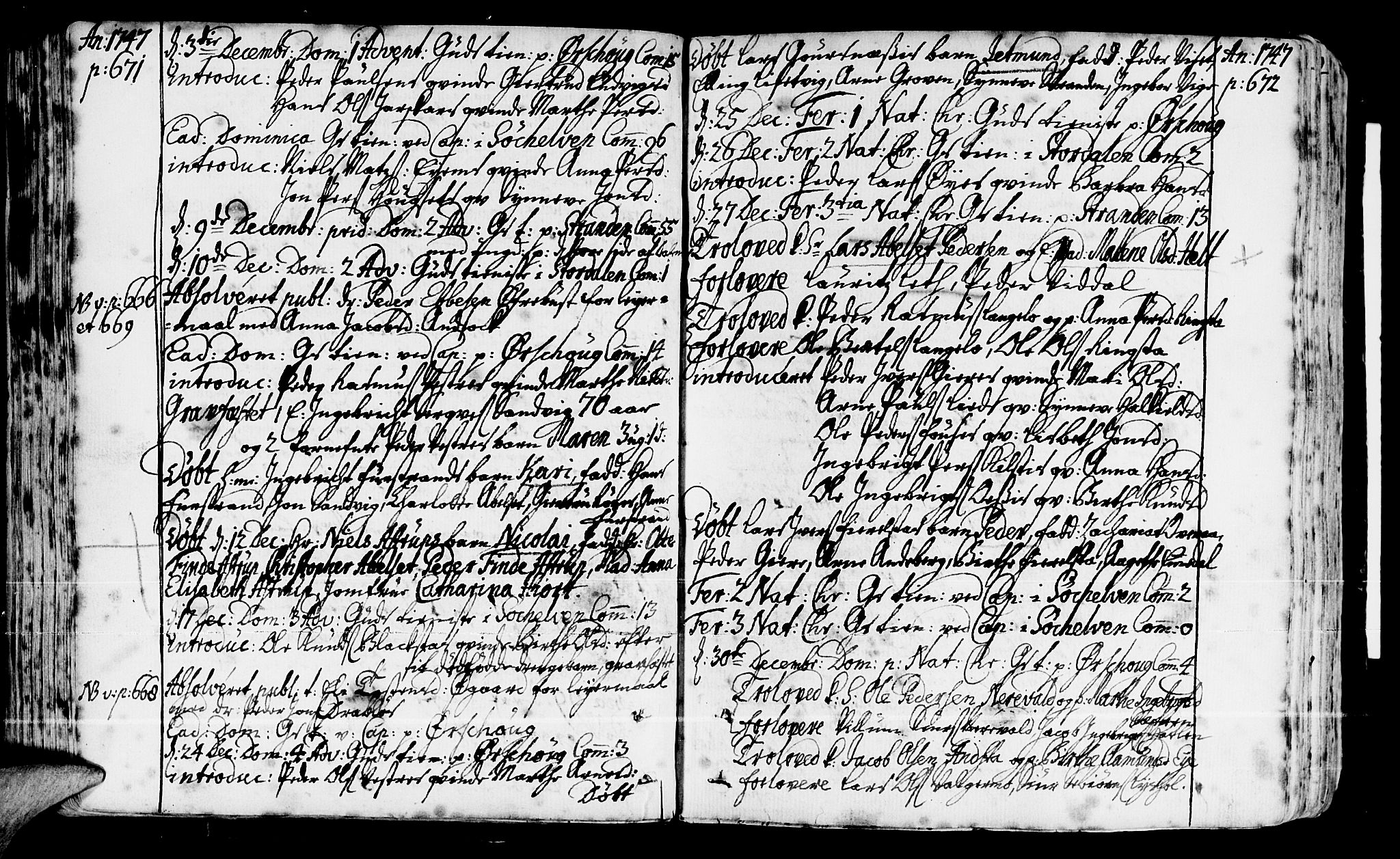 Ministerialprotokoller, klokkerbøker og fødselsregistre - Møre og Romsdal, AV/SAT-A-1454/522/L0307: Parish register (official) no. 522A02, 1743-1773, p. 671-672