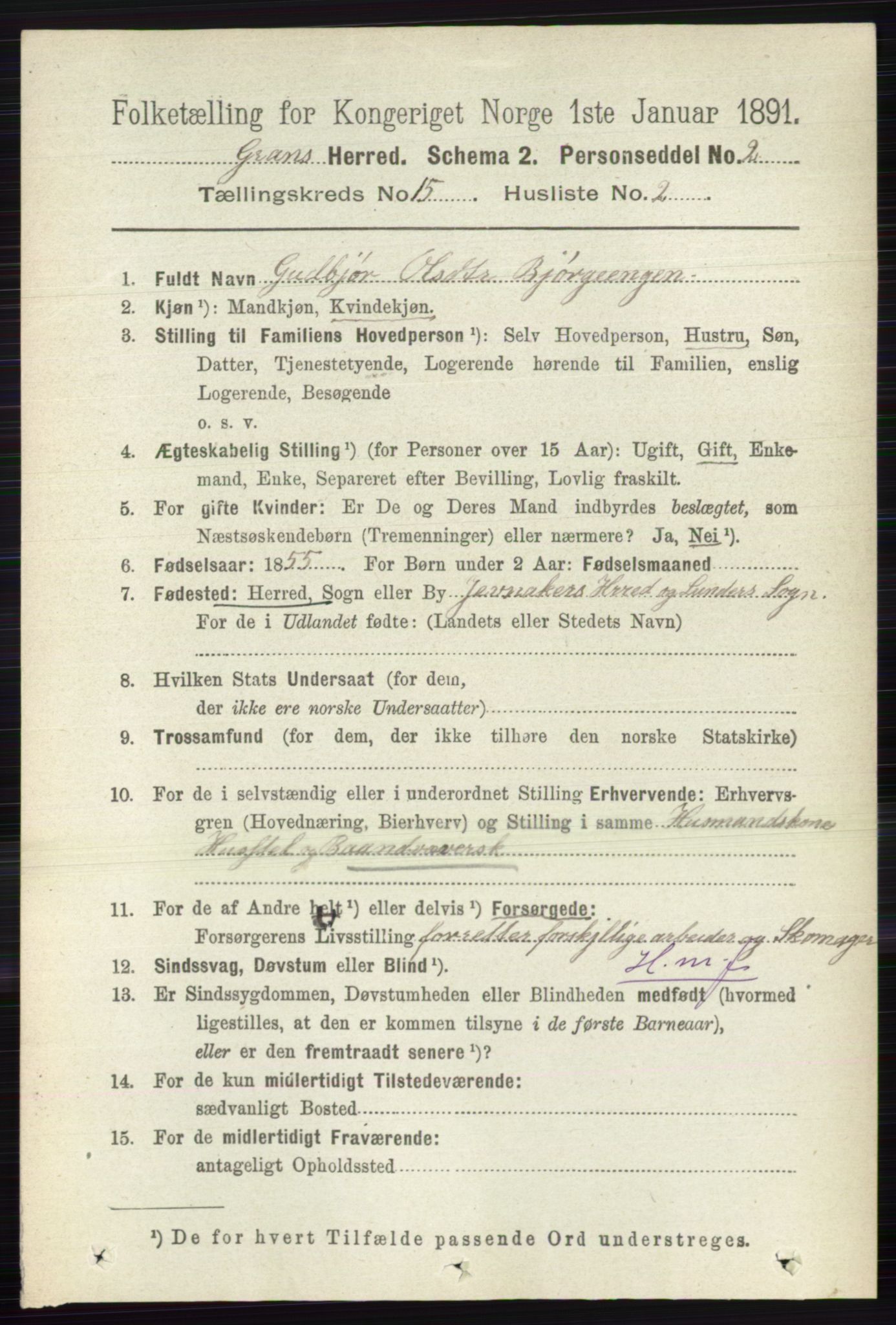 RA, 1891 census for 0534 Gran, 1891, p. 7624