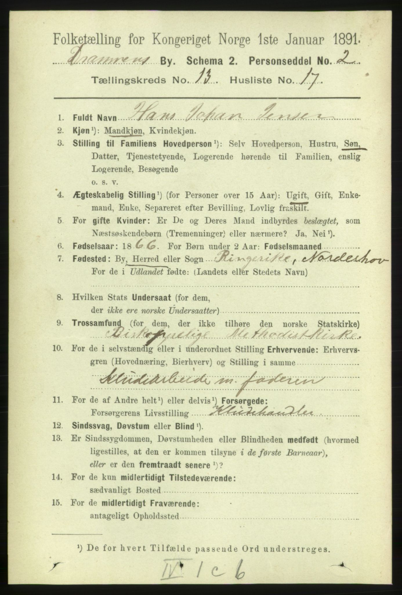 RA, 1891 census for 0602 Drammen, 1891, p. 9757