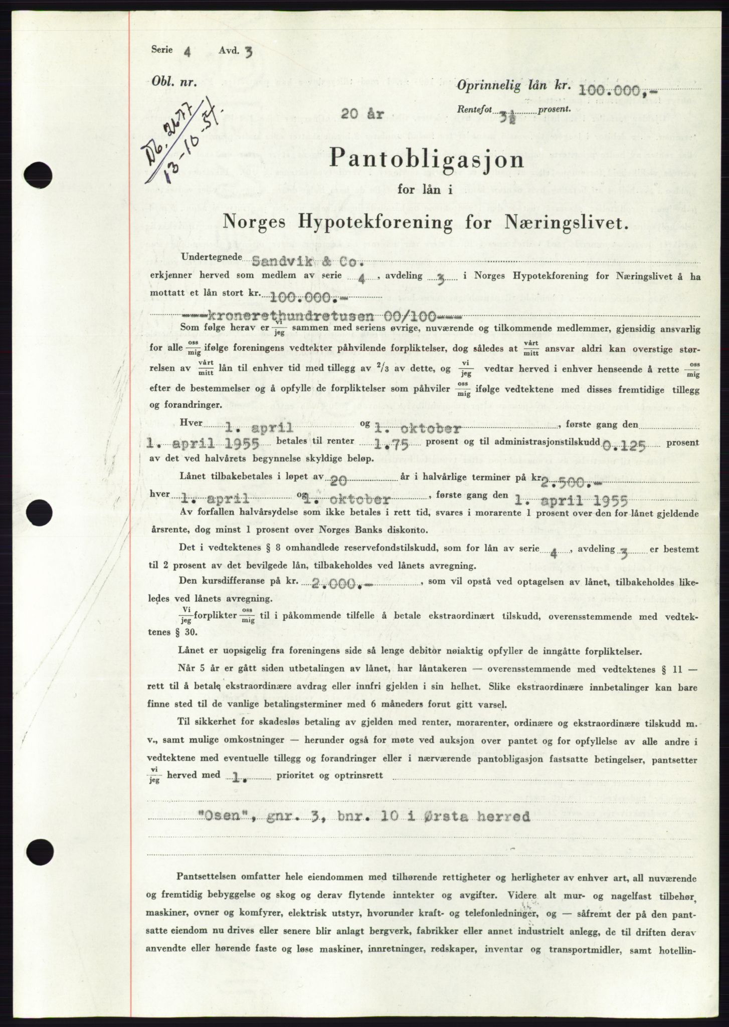 Søre Sunnmøre sorenskriveri, AV/SAT-A-4122/1/2/2C/L0126: Mortgage book no. 14B, 1954-1955, Diary no: : 2677/1954