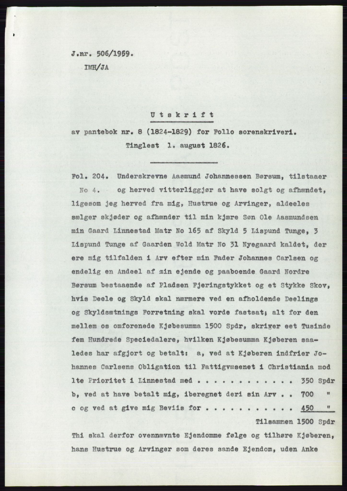 Statsarkivet i Oslo, SAO/A-10621/Z/Zd/L0009: Avskrifter, j.nr 1102-1439/1958 og 2-741/1959, 1958-1959, p. 346