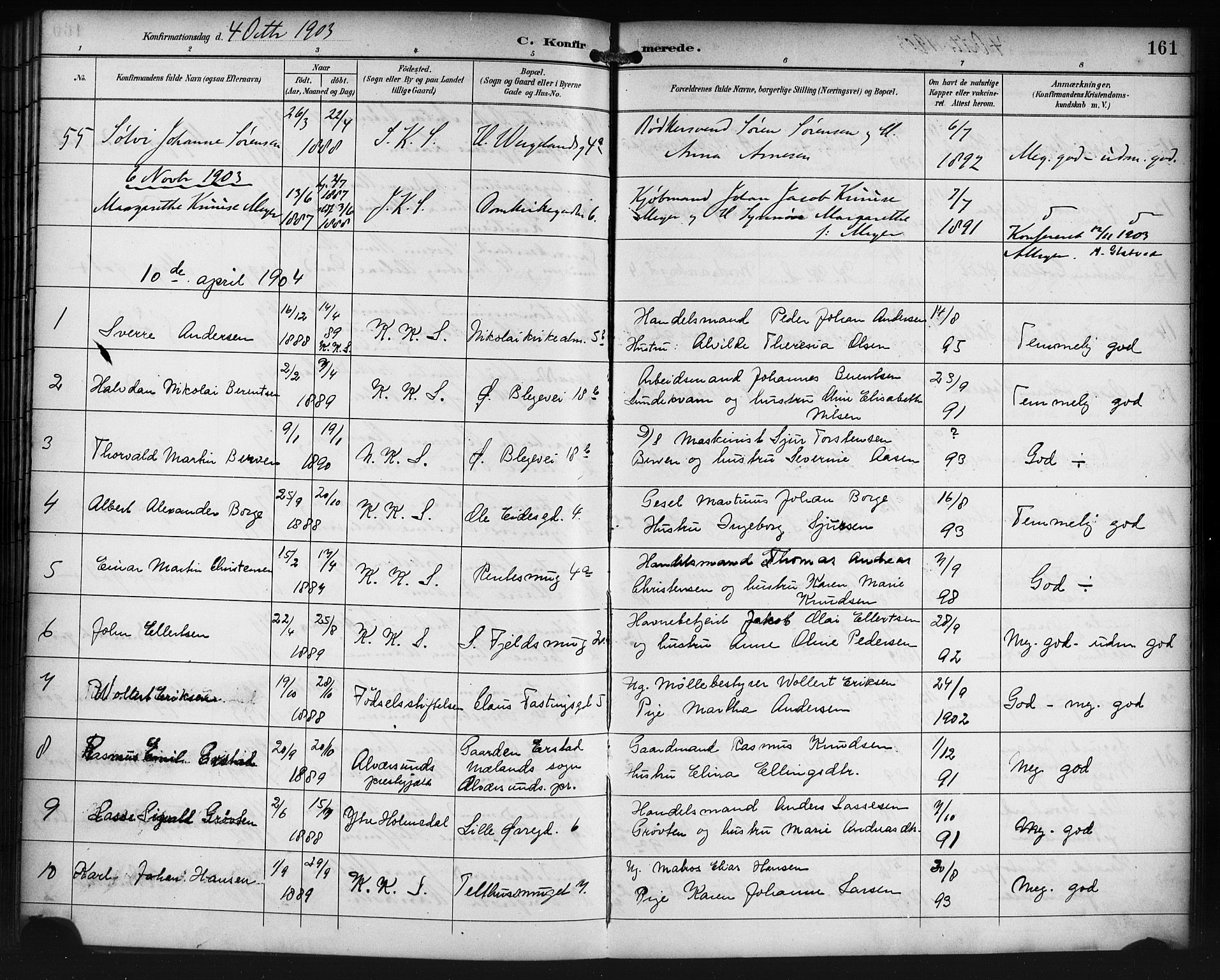 Korskirken sokneprestembete, SAB/A-76101/H/Haa/L0030: Parish register (official) no. C 6, 1893-1906, p. 161