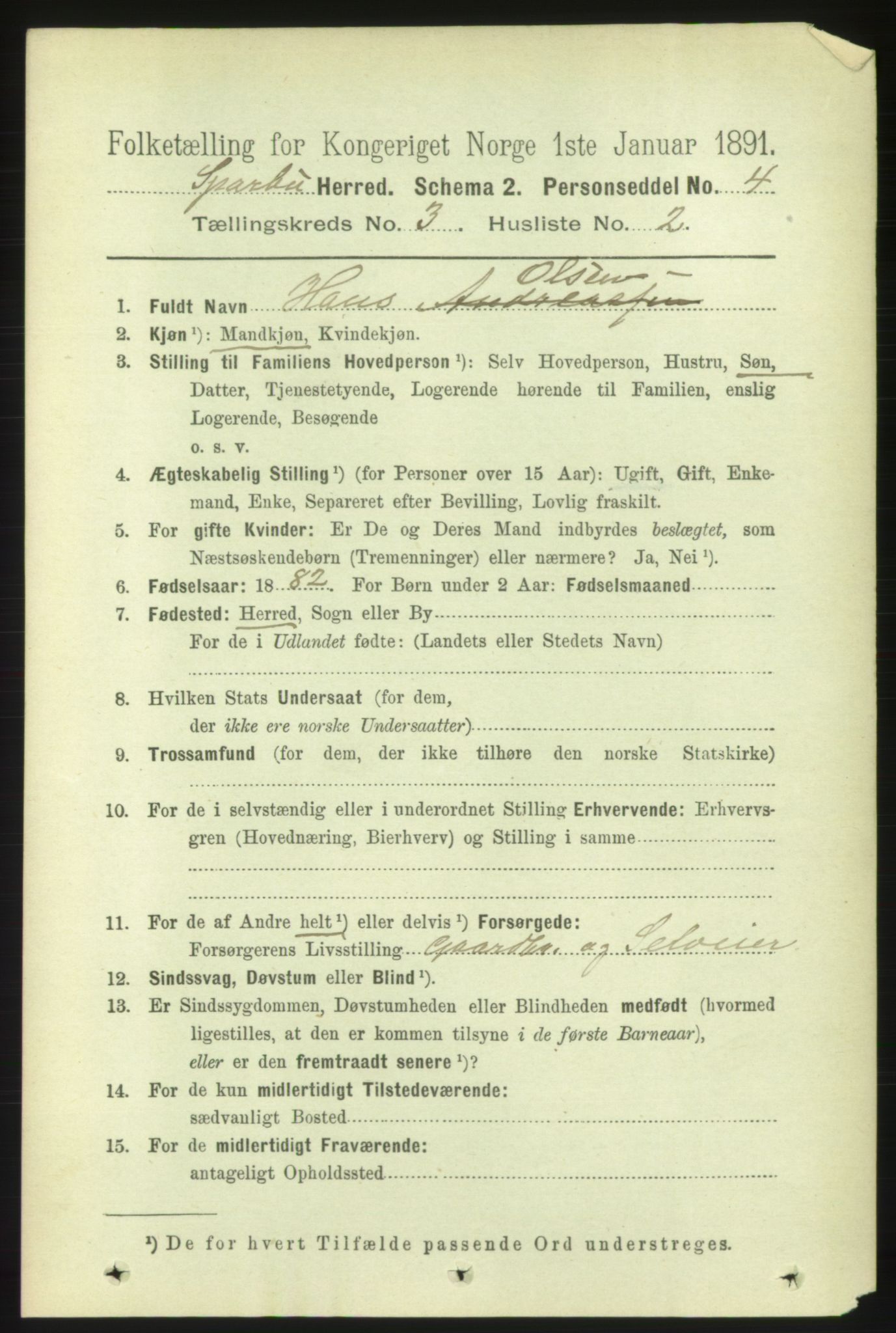 RA, 1891 census for 1731 Sparbu, 1891, p. 890