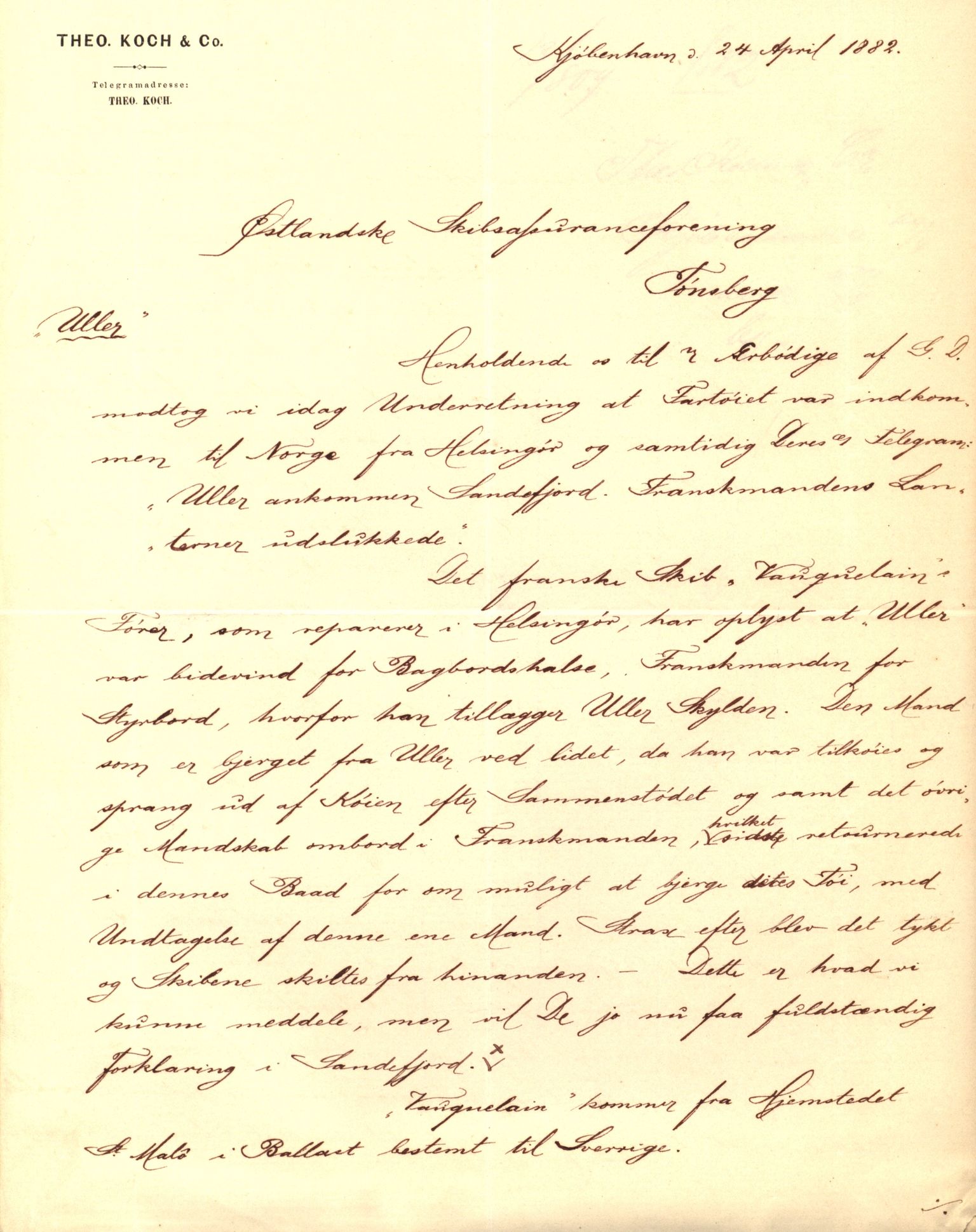 Pa 63 - Østlandske skibsassuranceforening, VEMU/A-1079/G/Ga/L0014/0011: Havaridokumenter / Agra, Anna, Jorsalfarer, Alfen, Uller, Solon, 1882, p. 86