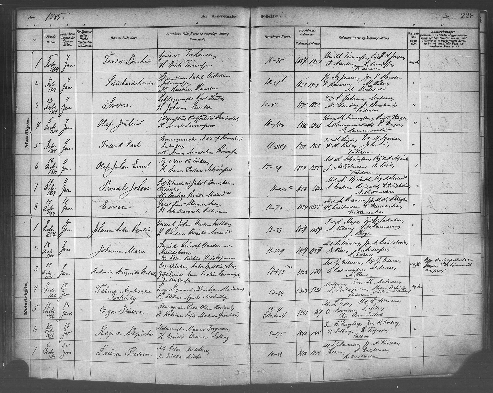 Domkirken sokneprestembete, SAB/A-74801/H/Haa/L0023: Parish register (official) no. B 6, 1879-1887, p. 228