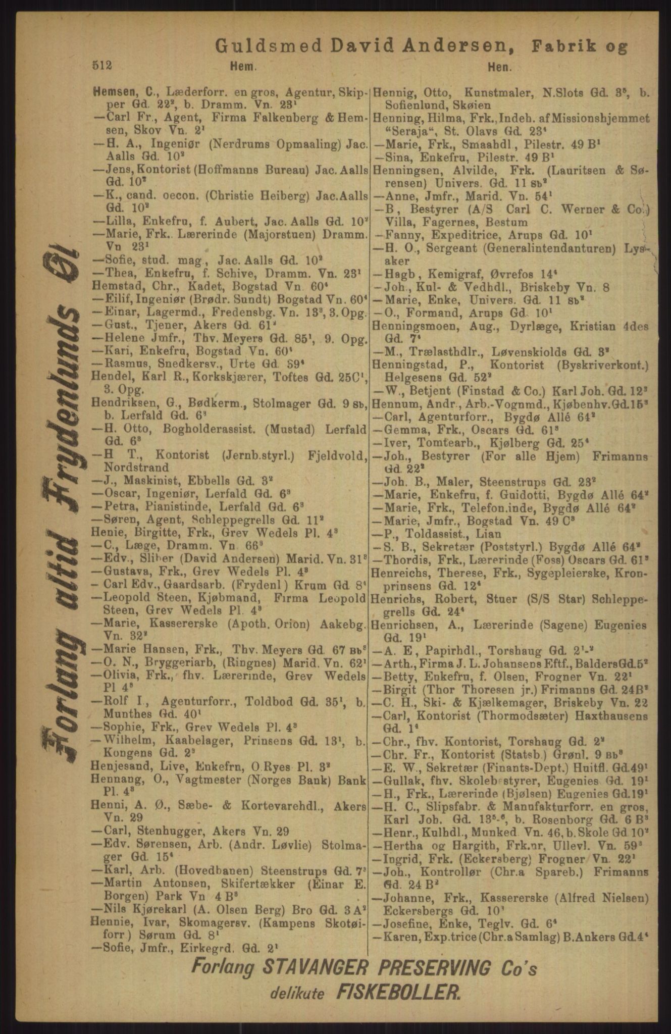 Kristiania/Oslo adressebok, PUBL/-, 1911, p. 512