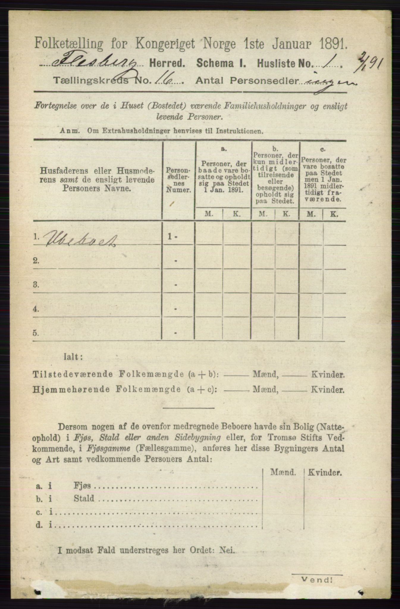RA, 1891 census for 0631 Flesberg, 1891, p. 2825