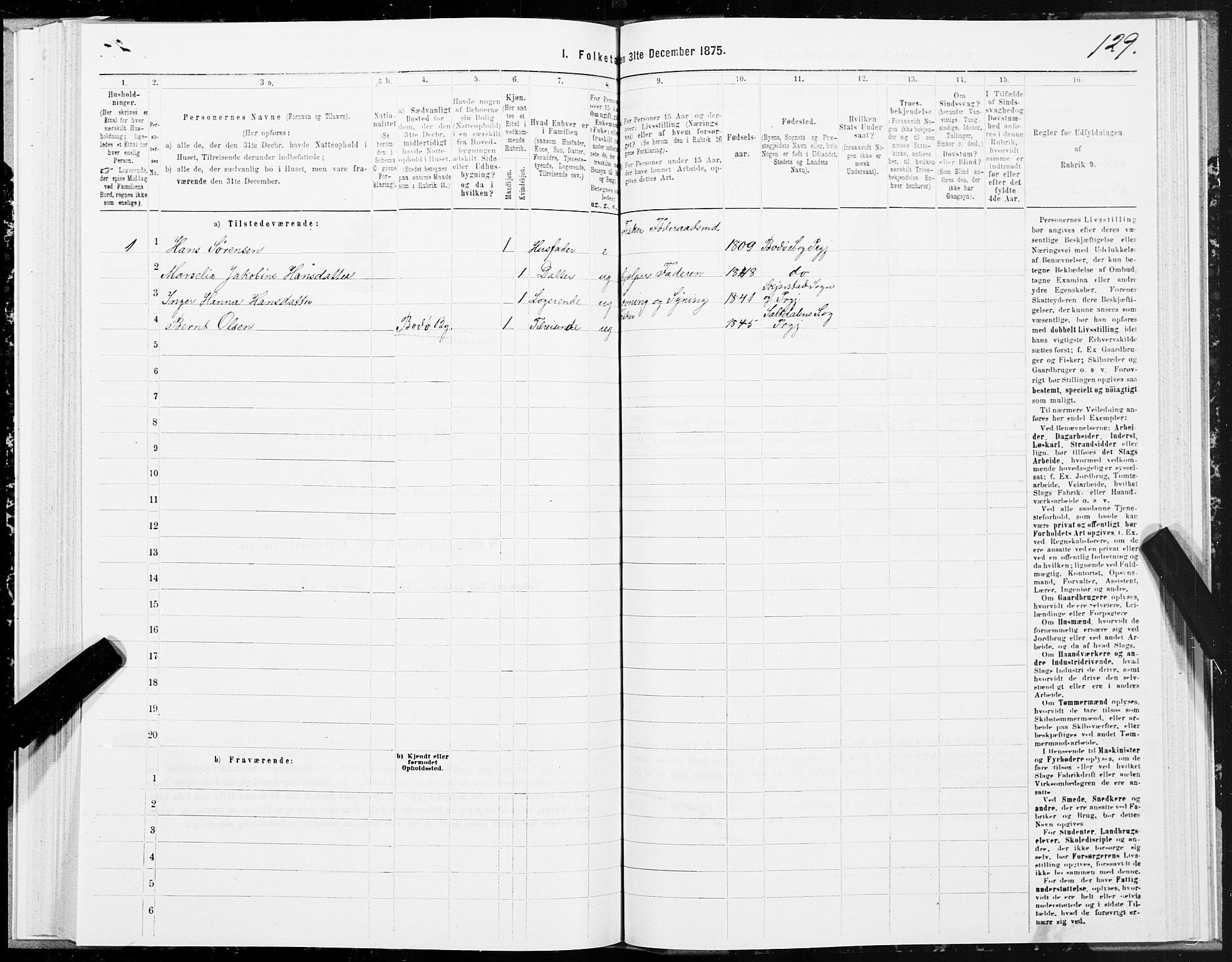 SAT, 1875 census for 1843L Bodø/Bodø, 1875, p. 4129