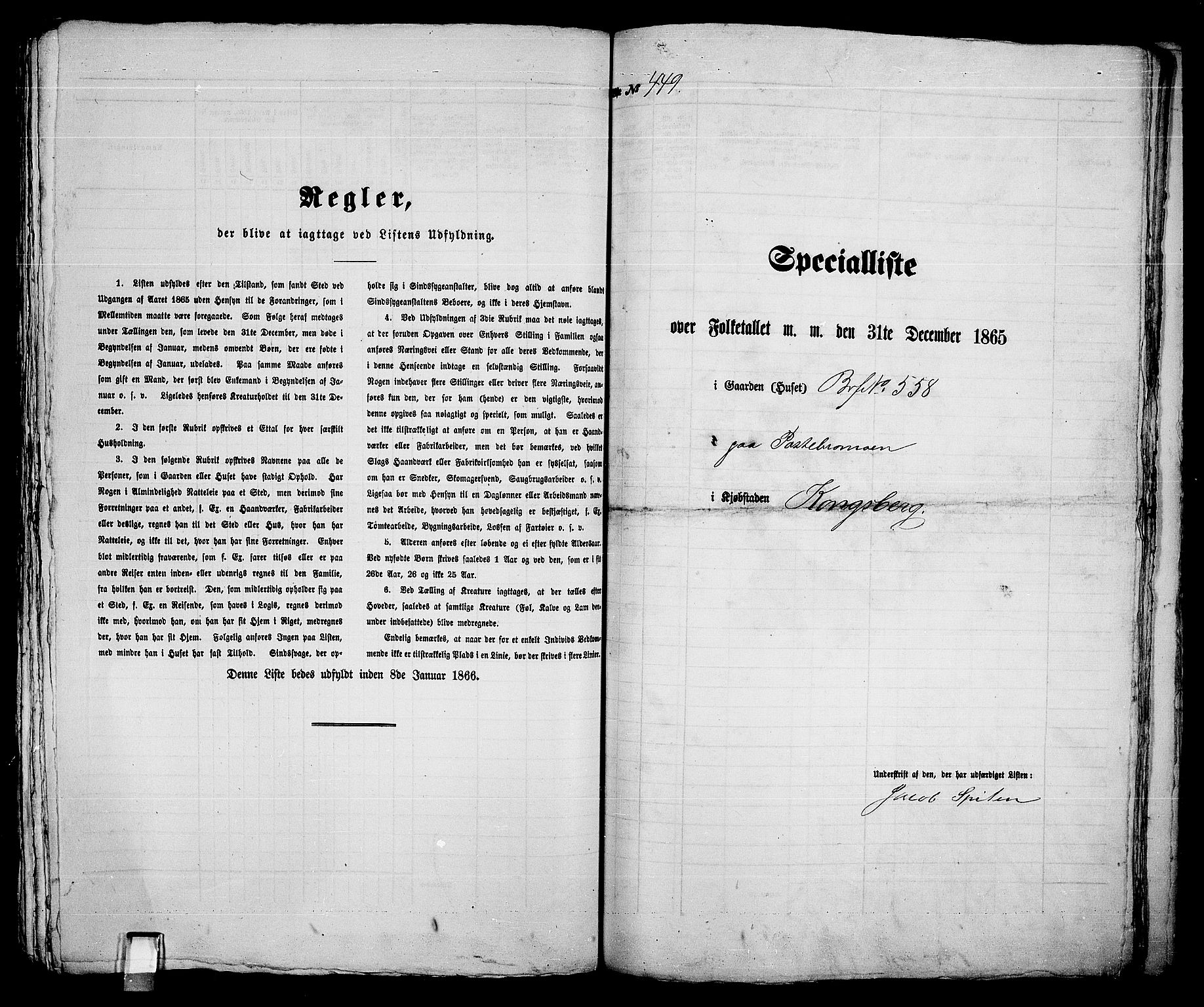 RA, 1865 census for Kongsberg/Kongsberg, 1865, p. 909