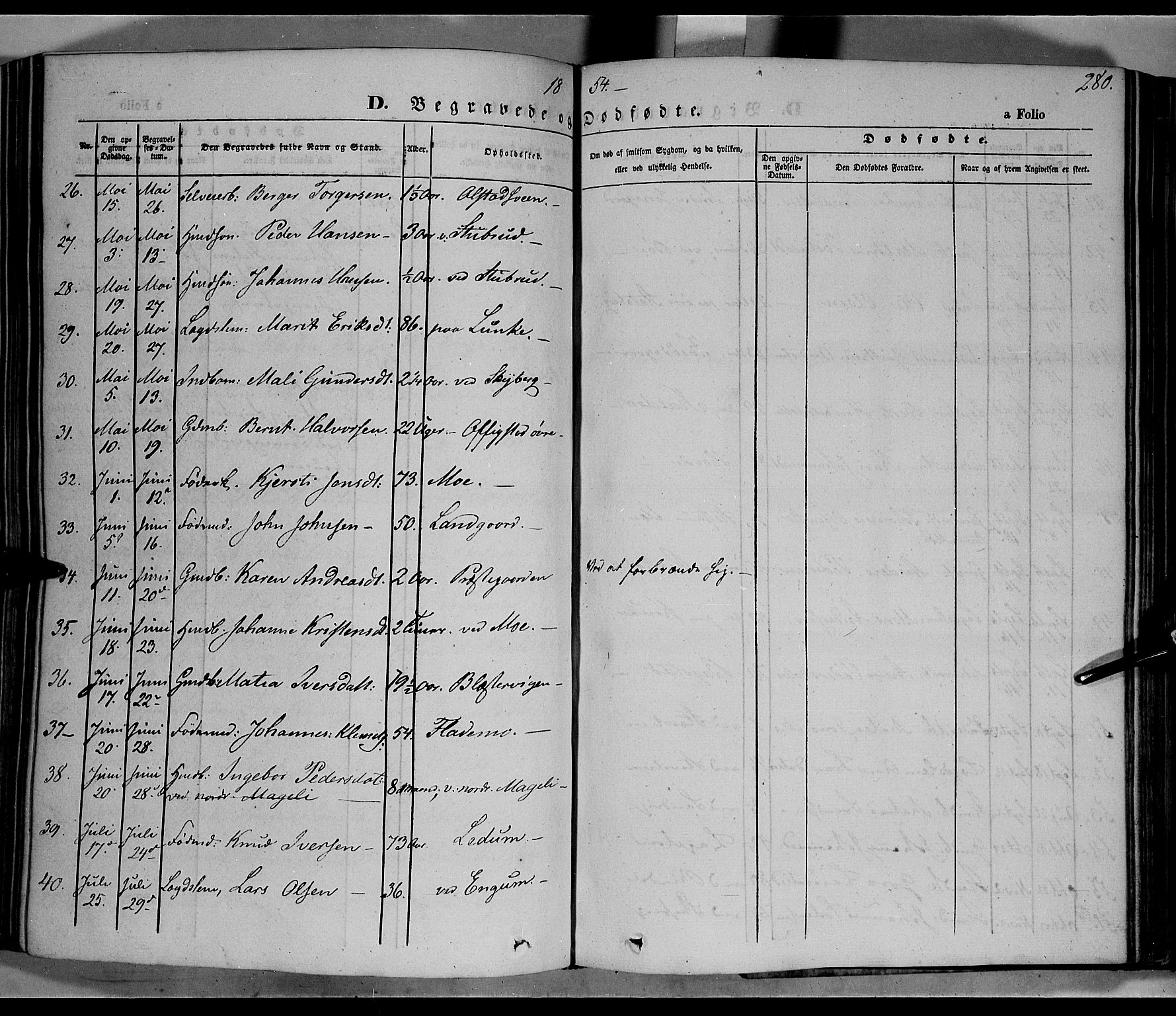 Øyer prestekontor, AV/SAH-PREST-084/H/Ha/Haa/L0005: Parish register (official) no. 5, 1842-1857, p. 280