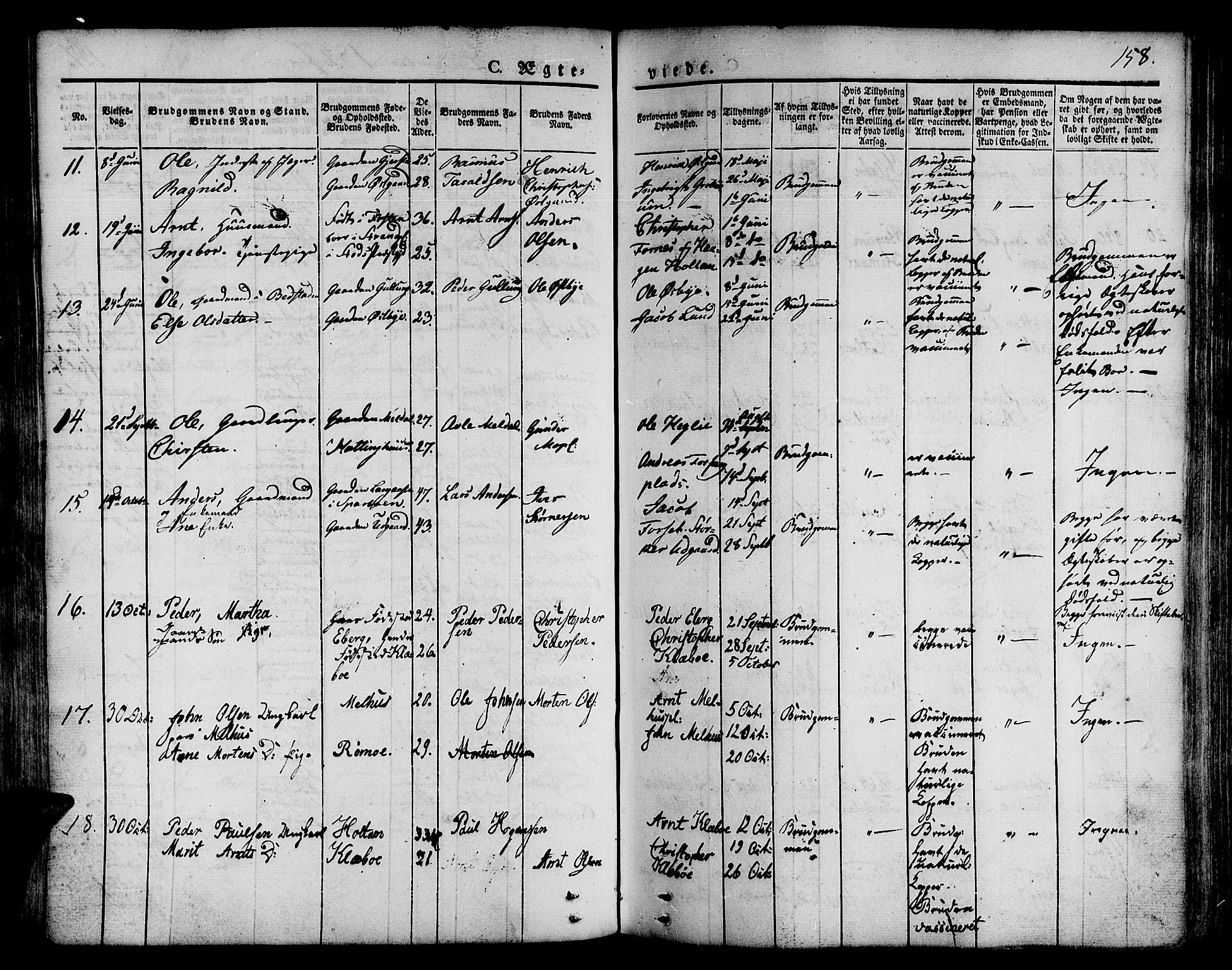 Ministerialprotokoller, klokkerbøker og fødselsregistre - Nord-Trøndelag, SAT/A-1458/746/L0445: Parish register (official) no. 746A04, 1826-1846, p. 158