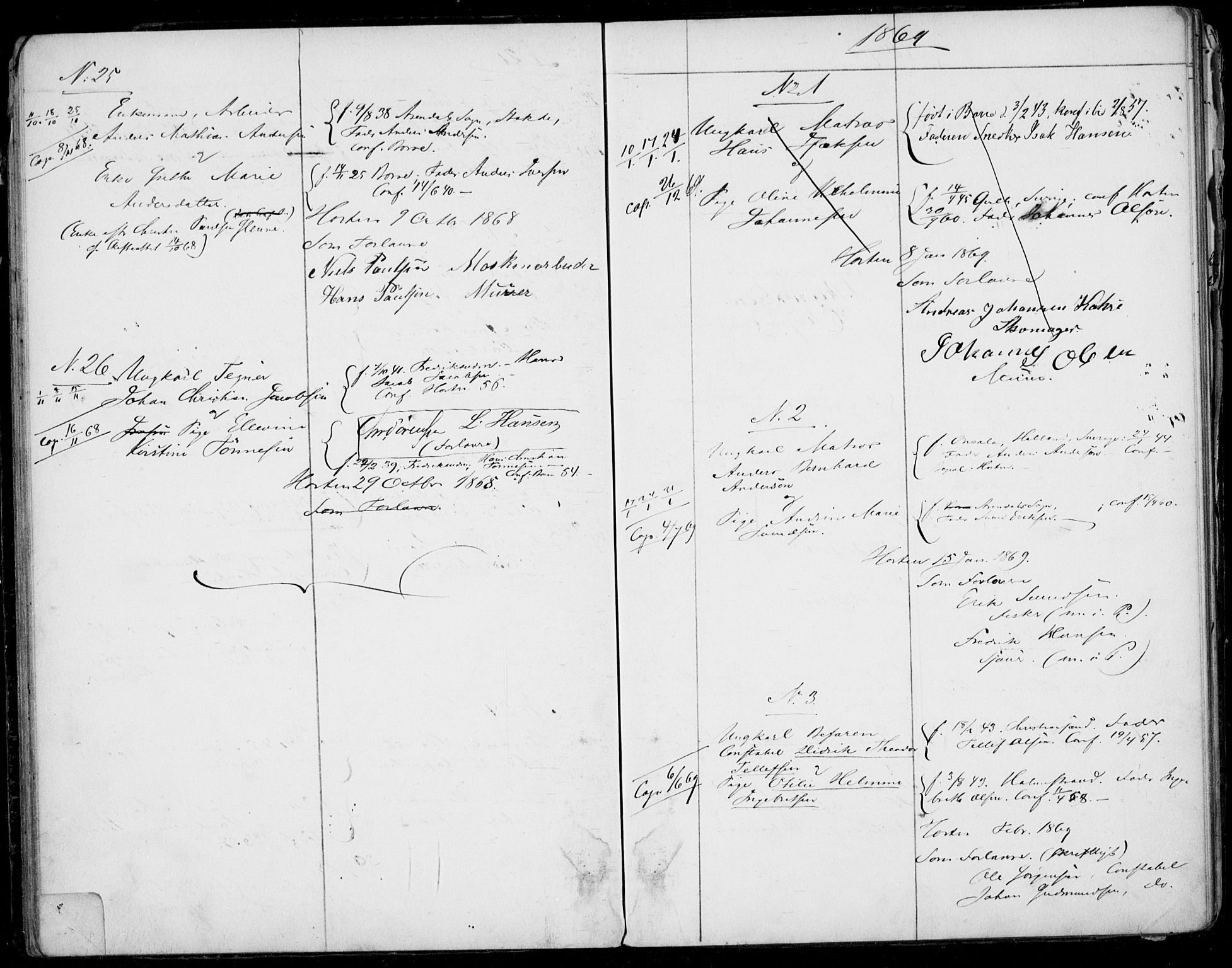 Horten kirkebøker, AV/SAKO-A-348/H/Ha/L0001: Banns register no. 1, 1855-1881