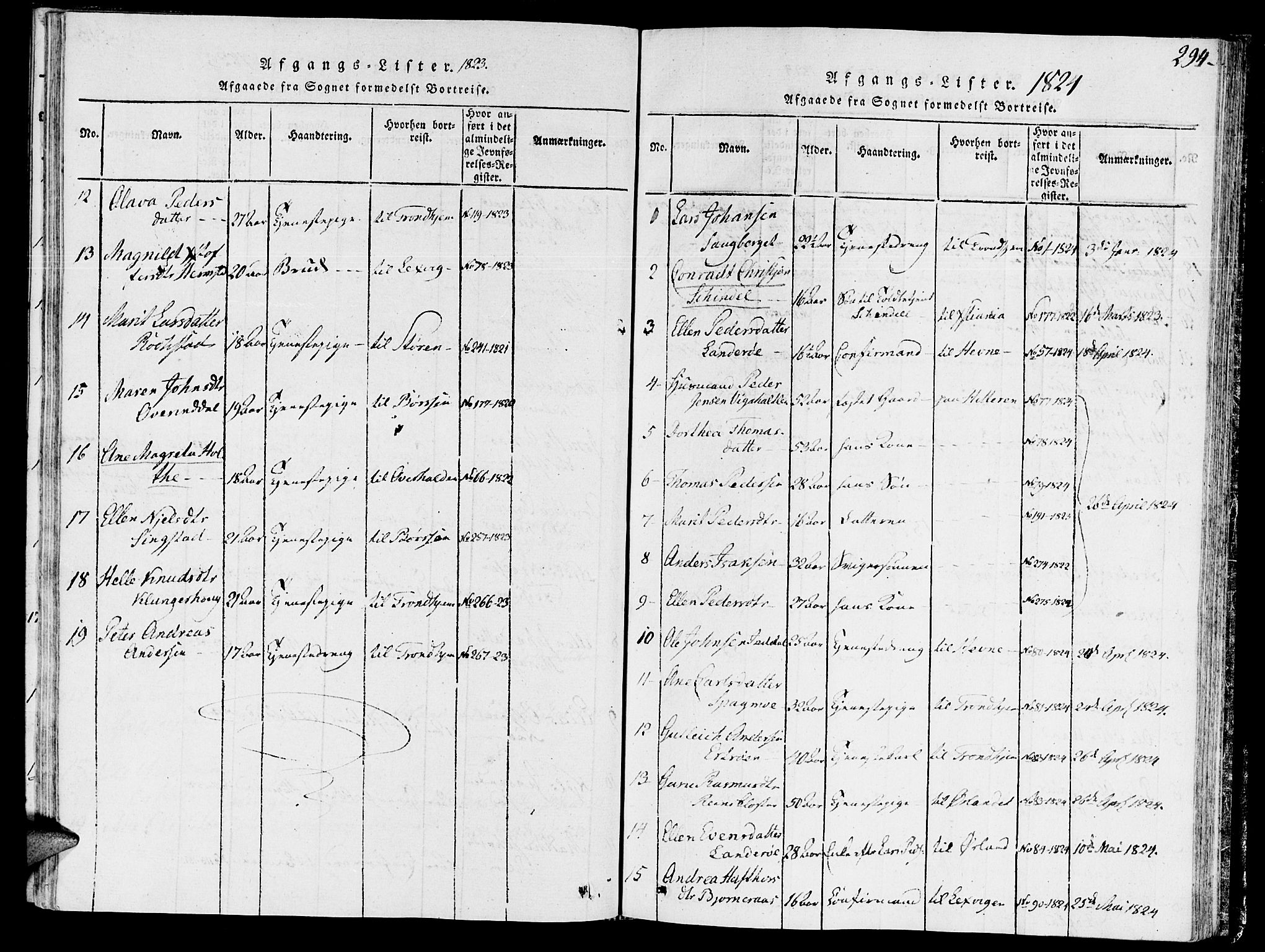 Ministerialprotokoller, klokkerbøker og fødselsregistre - Sør-Trøndelag, AV/SAT-A-1456/646/L0608: Parish register (official) no. 646A06, 1816-1825, p. 294