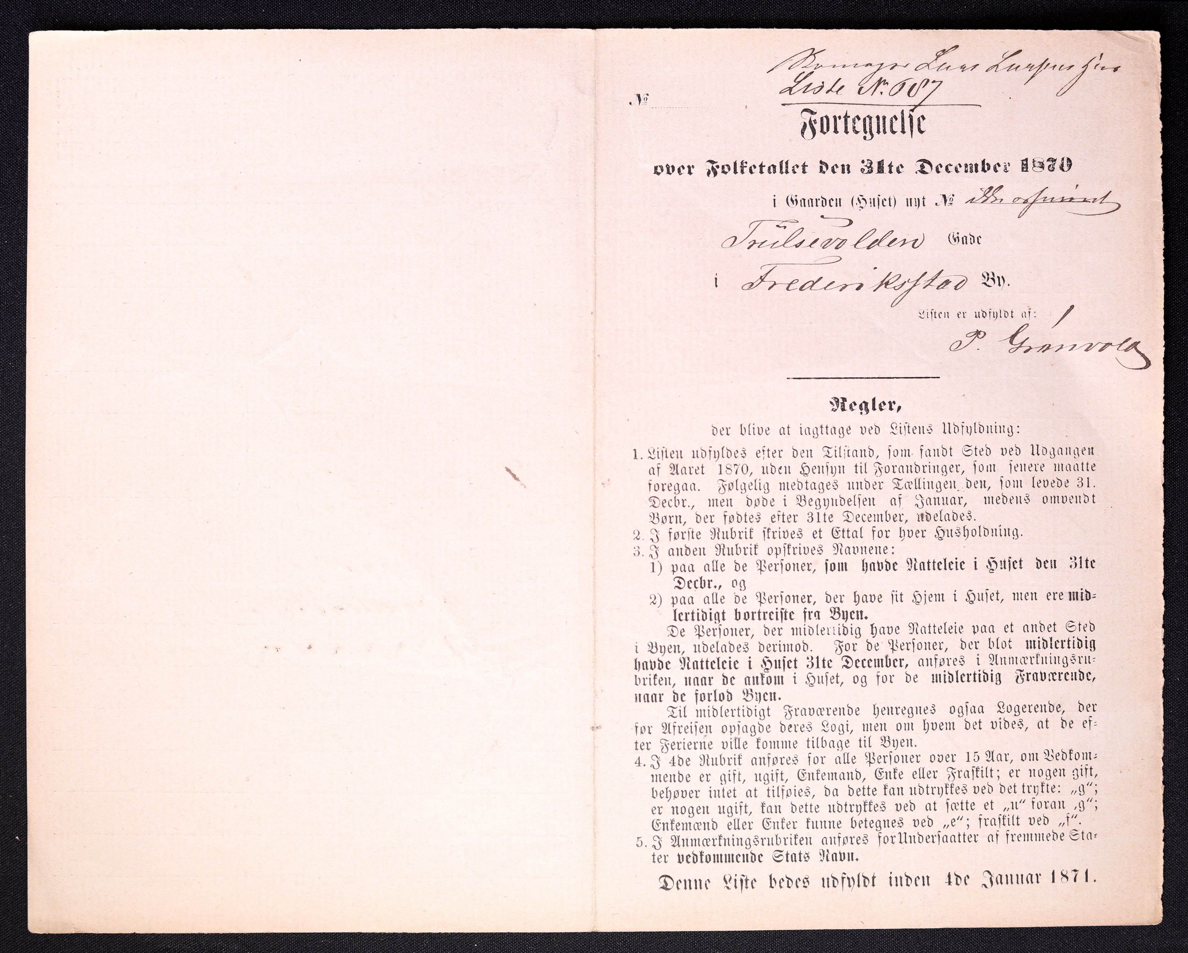 RA, 1870 census for 0103 Fredrikstad, 1870, p. 1375